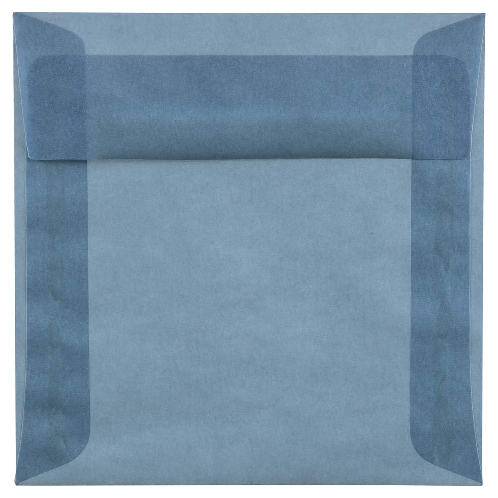 JAM PAPER 6.5 x 6.5 Inch Square Translucent Vellum Envelopes - Surf Blue - Pack of 500 Bulk Wedding Invitation, Greeting Card, Party Favor & Stationery Supplies