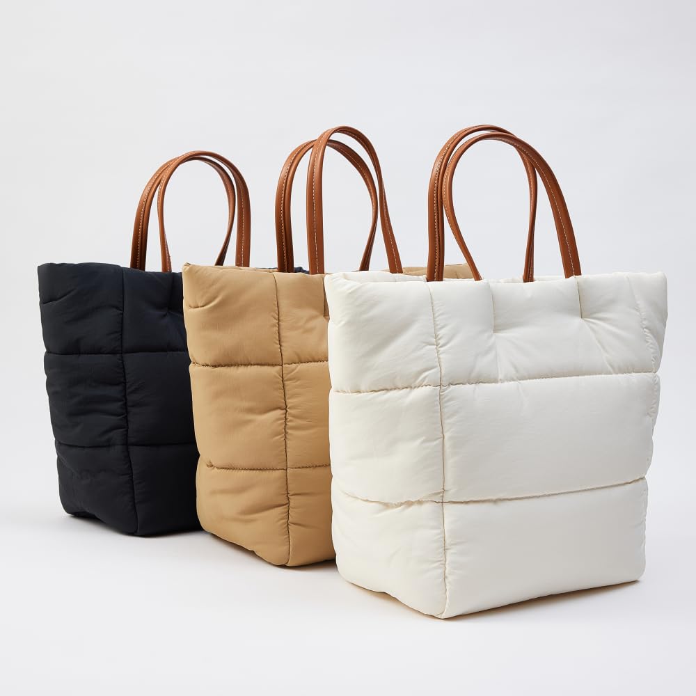 VAKAER Lightweight Down Puffer Tote Bag for Women - Adjustable Strap Quilted Shoulder Crossbody Handbag | Perfect for Work, Travel & Everyday Use