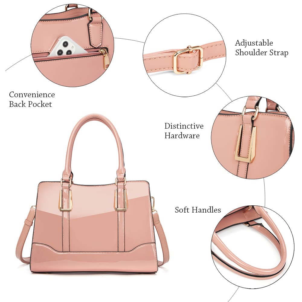 LJOSEIND Shiny Patent Leather Handbag for Women - Fashionable Shoulder Bag & Top Handle Satchel Purse - Perfect for Work, Party, and Daily Use