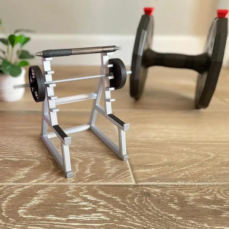 Mini Squat Rack Pencil Holder - Creative Barbell Design Pen Display Stand for Office Desk, Gym Themed Stationery Organizer | Perfect for Workout Enthusiasts & Fitness Themed Workspaces