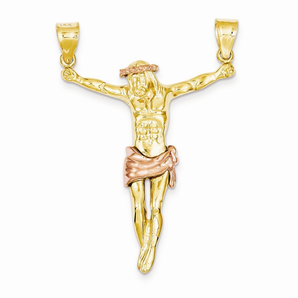 14K Two-Tone Rose Gold Cross Pendant Necklace - Elegant Religious Jewelry for Women, Perfect for Church, Weddings & Everyday Wear
