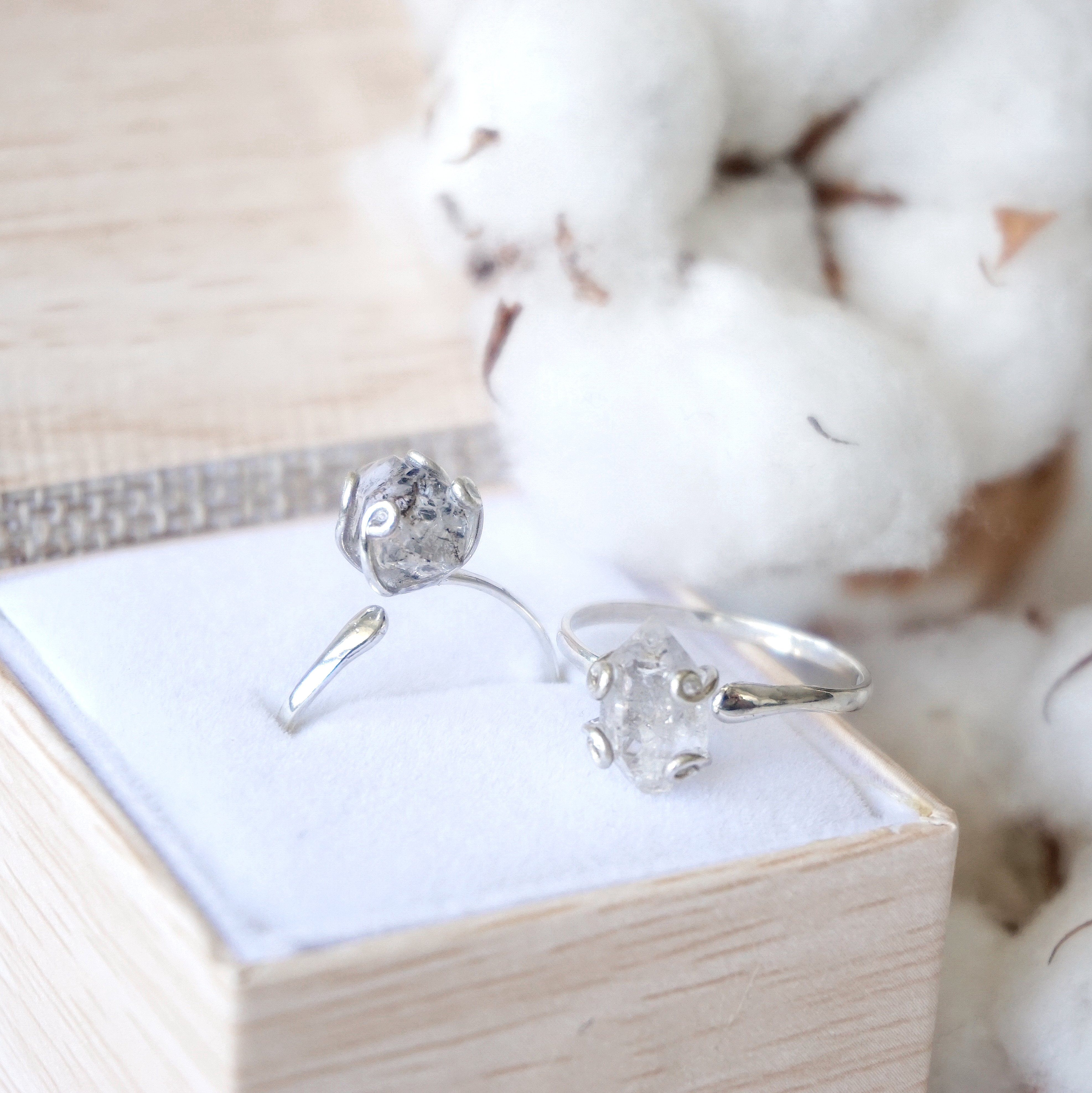 Women's Herkimer Diamond Sterling Silver Adjustable Ring - Elegant Handmade Jewelry for Everyday Wear & Special Occasions | Perfect Gift for Her
