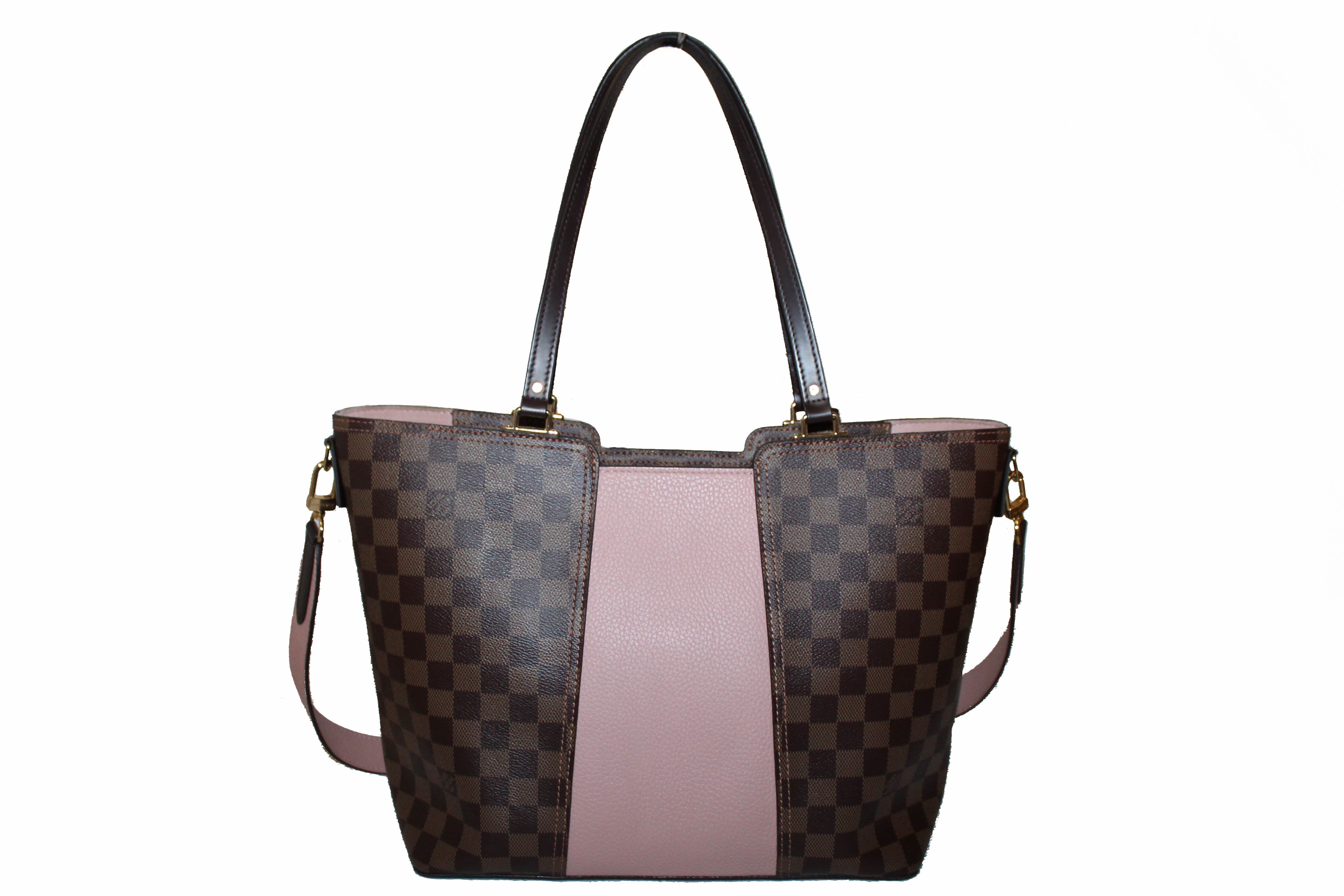 Authentic Louis Vuitton Damier Ebene Pink Jersey Tote Shoulder Bag for Women - Luxury Designer Handbag for Work, Travel & Everyday Use
