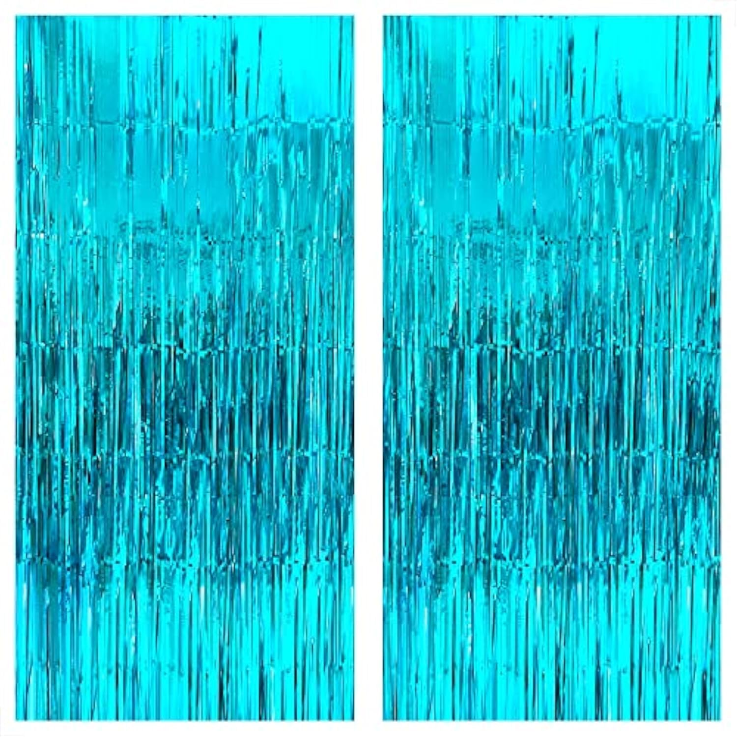 KatchOn Extra Large Blue Foil Fringe Curtains - 3.2x8 Feet (Pack of 2) | Water Streamer Backdrop for Beach Party, Under The Sea Theme, Summer Decorations | Perfect for Birthday Parties, Baby Showers, and Wedding Decor
