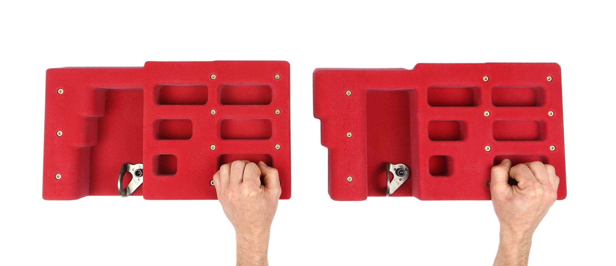 Atomik Red 2-Piece Rock Climbing Hangboard Set with 3 Rows for Grip & Strength Training - Perfect for Home Gym & Climbing Enthusiasts