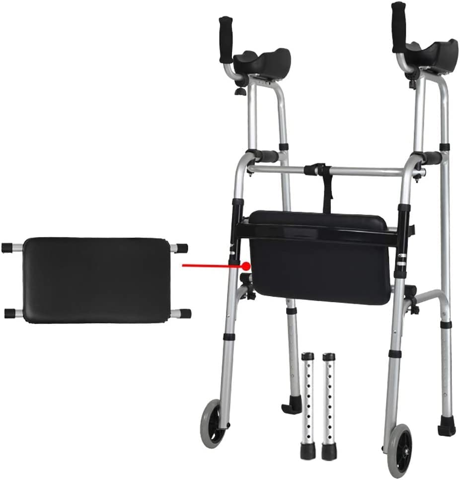 **Lightweight Folding Rollator Walker for Seniors - Adjustable 4-Wheel Rolling Walker with Seat & Basket, Supports Up to 440 lbs | Elderly Mobility Aid for Indoor/Outdoor Use, Shopping & Travel**