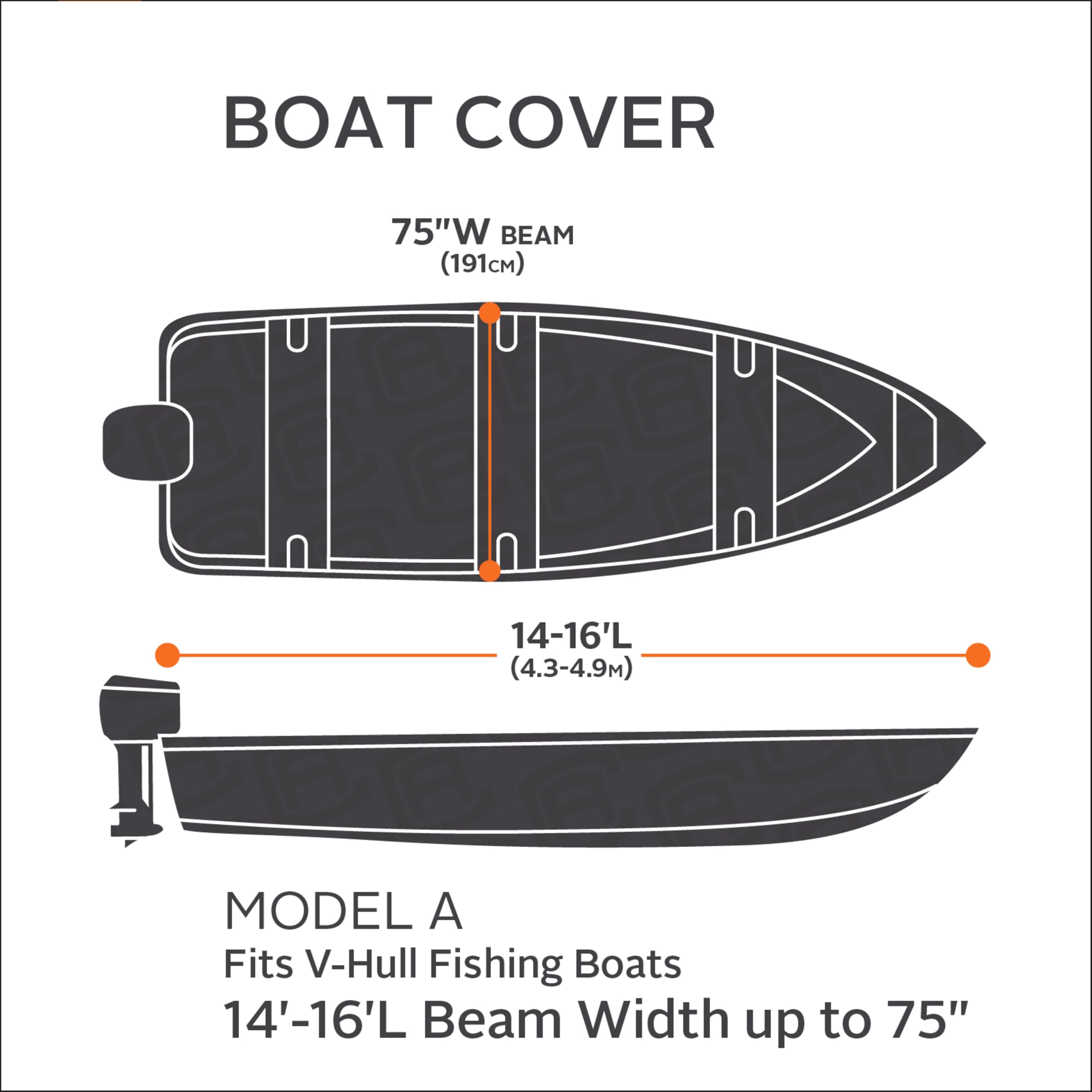 Heavy Duty Outboard Ski-Boat Cover with Support Pole - Waterproof UV Protection for Boats, Yachts & Marine Vehicles | All-Weather Protection for Storage & Travel
