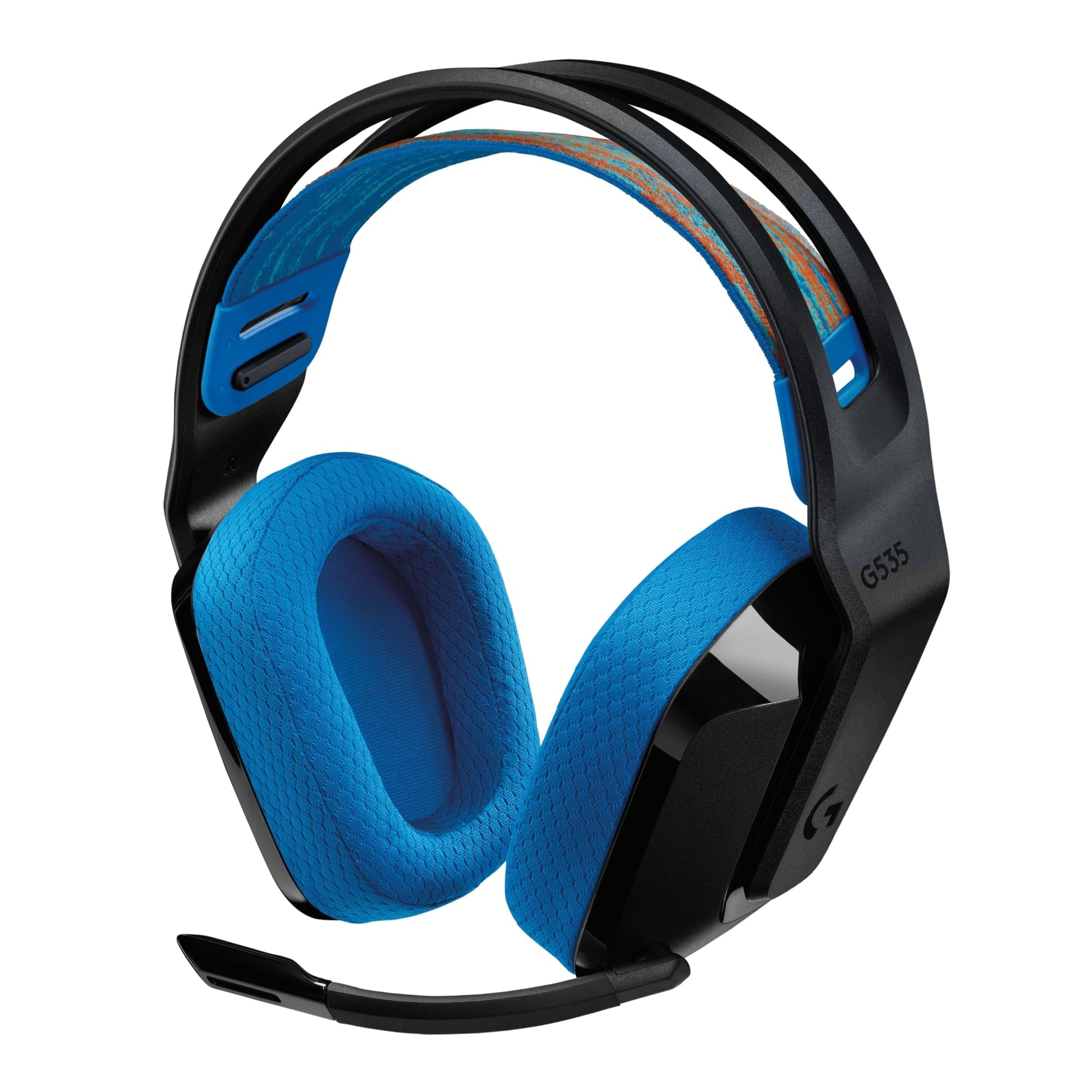 Logitech G535 Lightspeed Wireless Gaming Headset - Lightweight Over-Ear Design, Flip-to-Mute Mic, 33-Hour Battery Life, USB-C Charging, PS5/PS4/PC Compatible - Black/Blue - Perfect for Competitive Gaming & Long Streaming Sessions