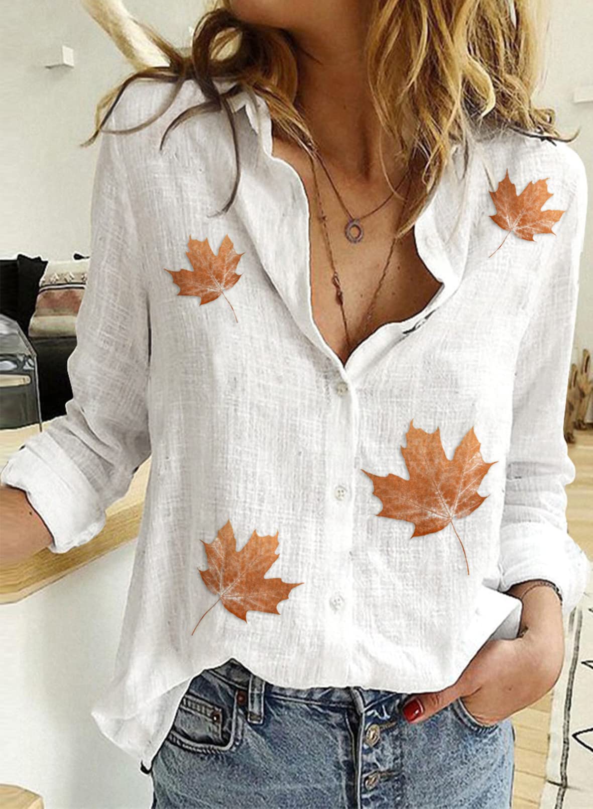 Stylish Women's V-Neck Roll Up Sleeve Button Down Blouse - Casual Office Wear & Spring Summer Tops for Women - Perfect for Work, Dating, and Everyday Outfits