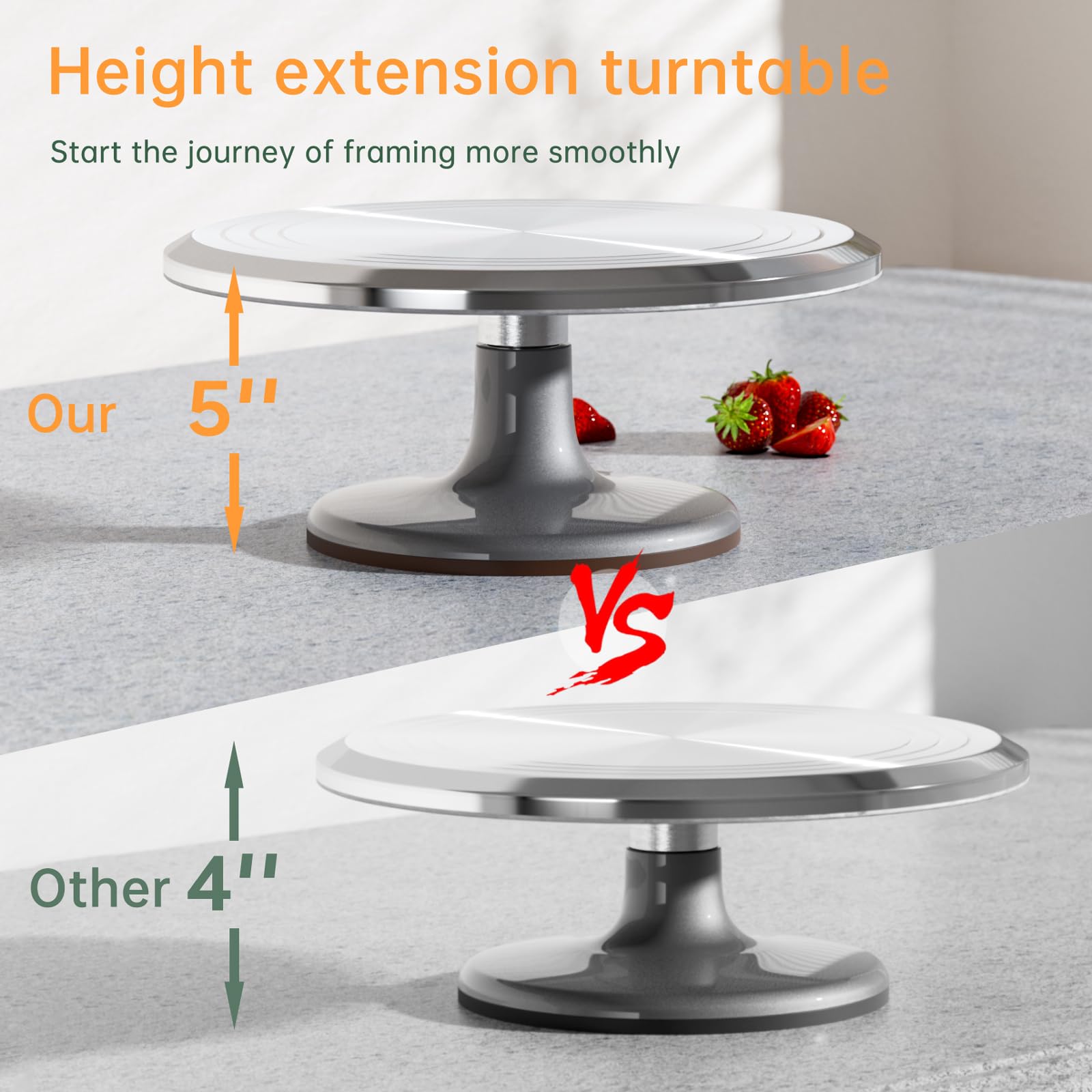 12 Inch Round Aluminum Revolving Cake Decorating Stand - Heavy Duty Cake Turntable for Smooth Rotation, Perfect for Cake Decorating, Pastries, Cupcakes & Dessert Presentation - Ideal for Home Bakers & Professional Chefs