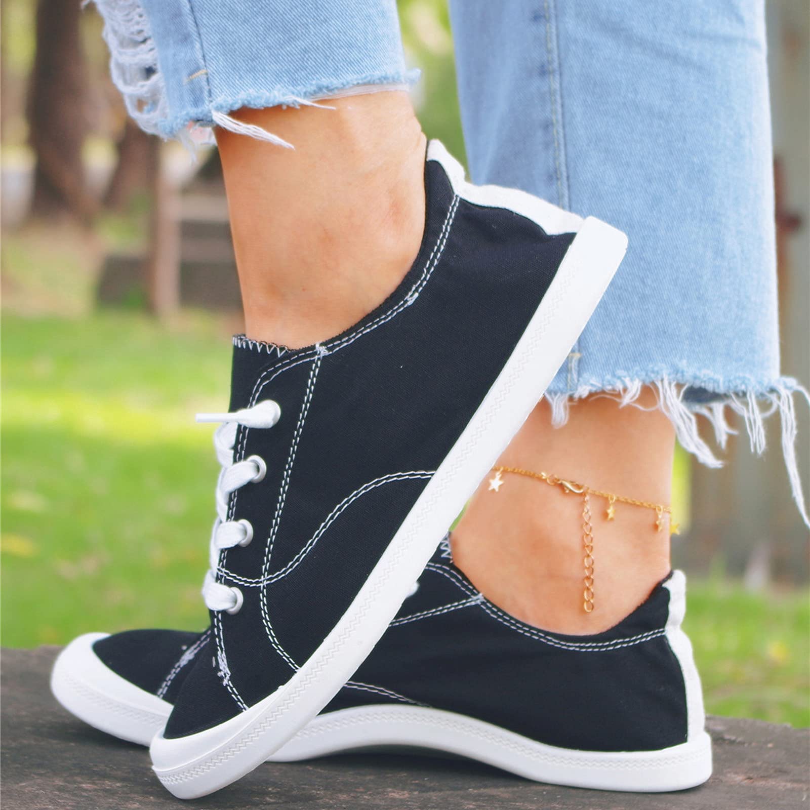 Women's Slip-On Canvas Sneakers - Comfortable Vulcanized Flat Shoes for Casual Wear, Walking & Everyday Use | Autumn Fashion Loafers for Ladies