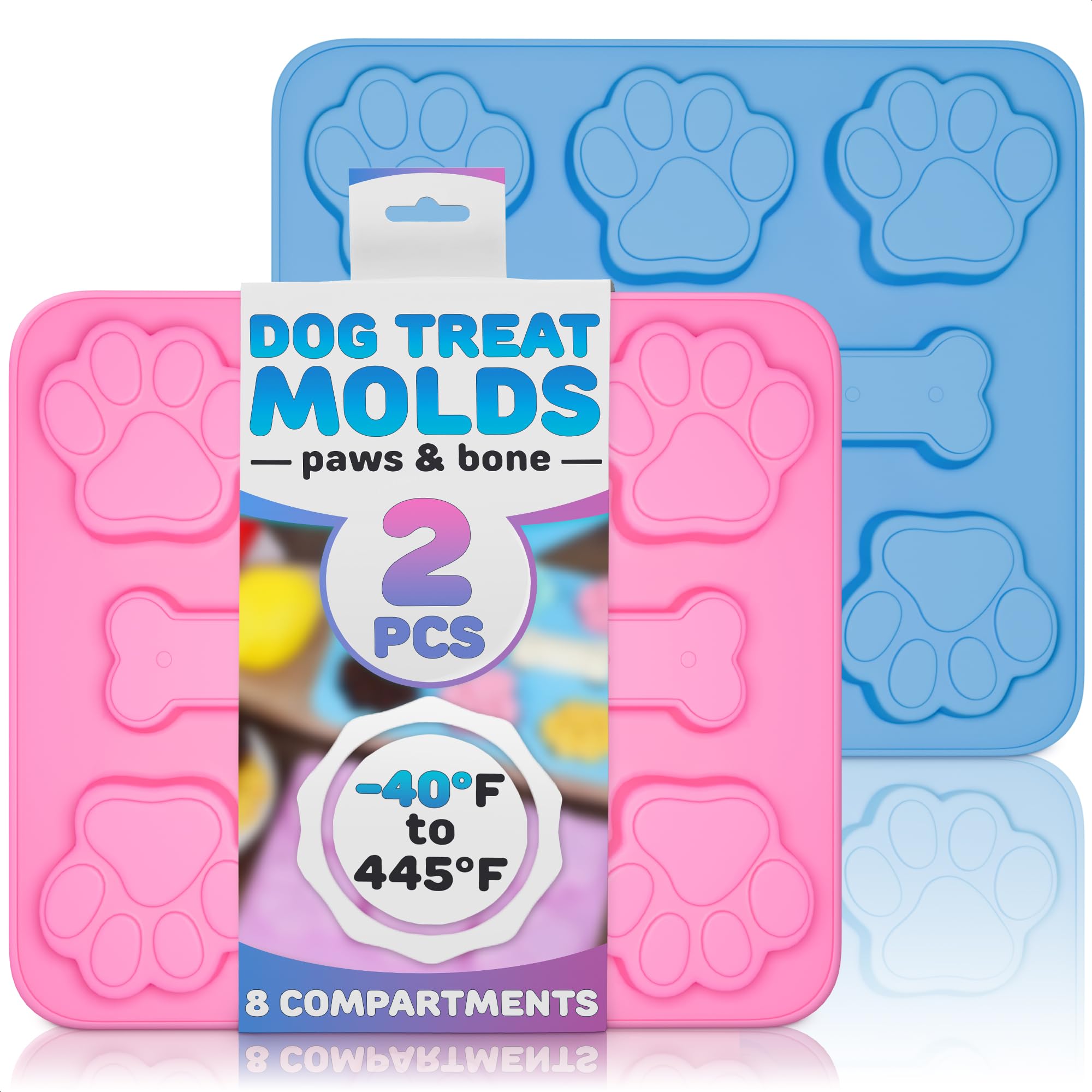 2 Pcs Silicone Dog Treat Molds for Baking, Freezing & Candy Making - Reusable Chocolate Molds for Homemade Dog Treats - Perfect for DIY Pet Snacks, Frozen Treats & Party Favors