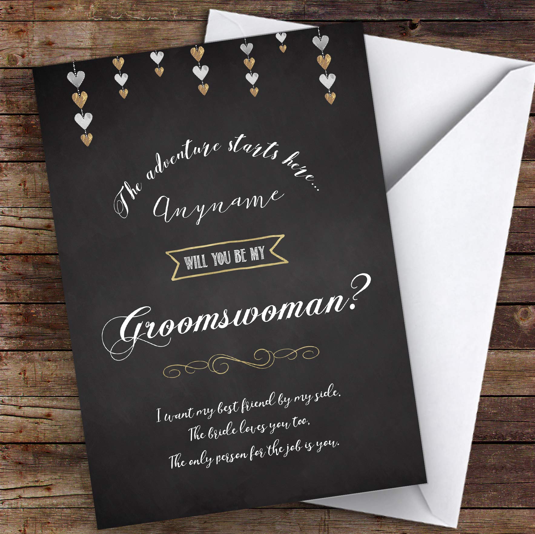 Personalized 'Will You Be My Groomswoman?' Wedding Proposal Card - Unique Chalk Stars Design for Bridal Party Invitations - Perfect for Wedding Planning, Bridesmaid Proposals & Special Occasions