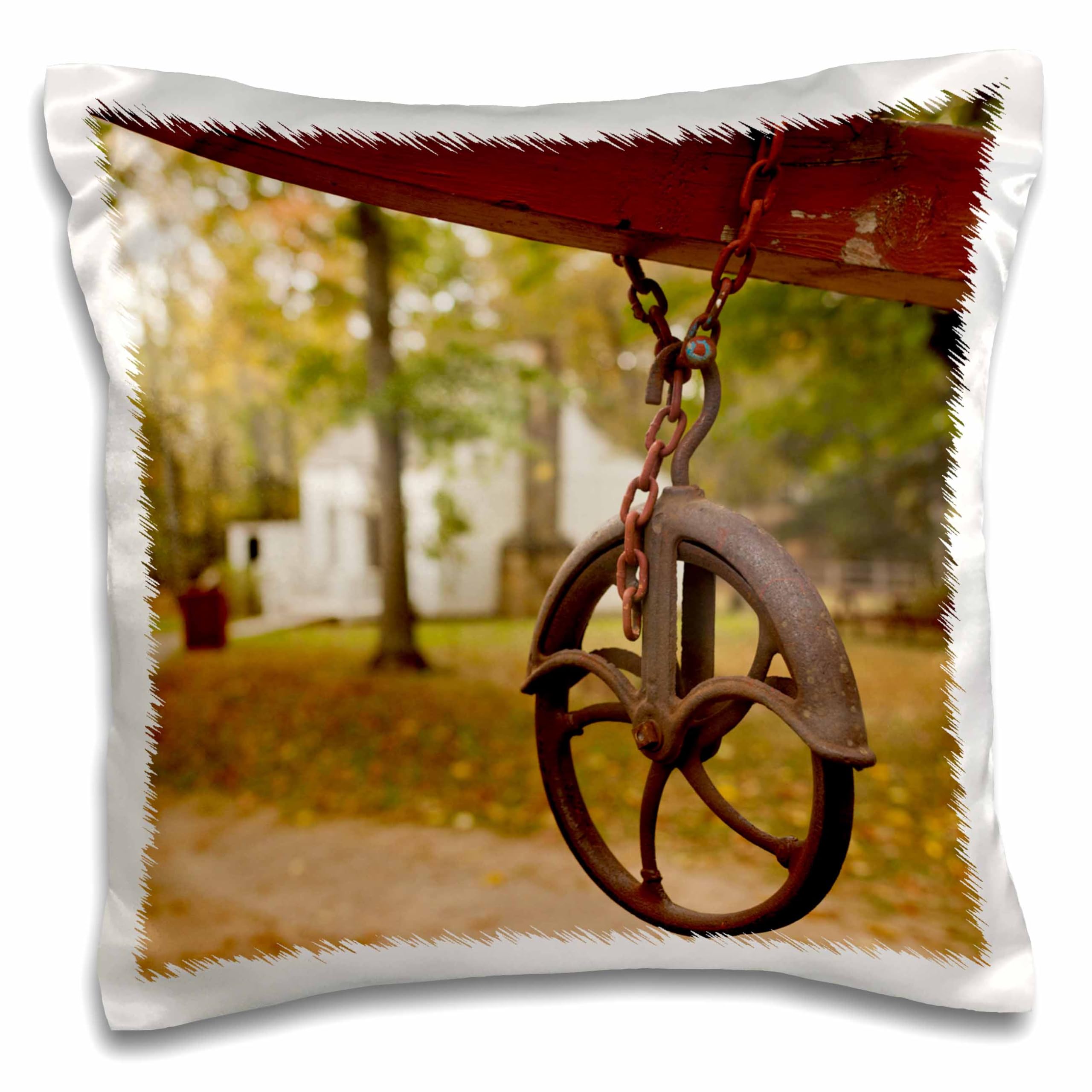 3dRose Oklahoma Cherokee Nation Museum Well Pulley Design 16x16 Inch Decorative Pillow Case - Perfect for Home Decor, Living Room, Bedroom & Native American Themed Spaces