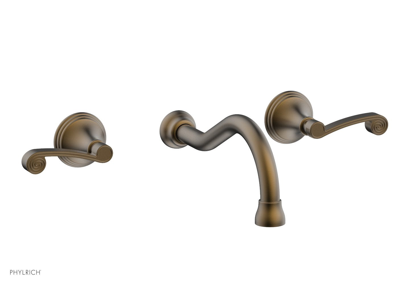 3RING Wall Lavatory Faucet Set with Curved Lever Handles - DWL206 - Perfect for Bathroom Sink, Powder Room and Guest Bath Installation