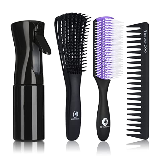 Detangling Hair Brush Set with Hair Spray Bottle - Gentle Knot-Free Styling for Kids & Adults - Perfect for Wet & Dry Hair, Travel & Home Use