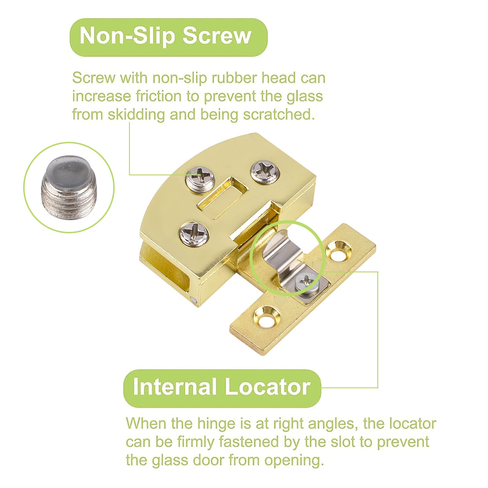 2Pcs Gold Adjustable Glass Door Hinges - Zinc Alloy Side-Mount Pivot Hinges 90 Degree for 5-7mm Frameless Cabinet Doors - Perfect for Modern Kitchen, Bathroom & Office Glass Door Installation & Replacement