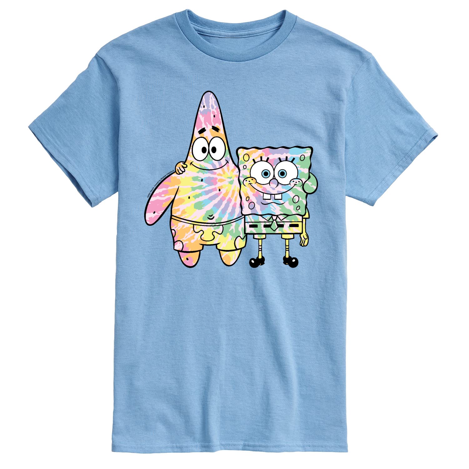 Spongebob & Patrick Tie Dye Graphic T-Shirt for Men | Short Sleeve Cotton Tee | Cartoon Character Apparel | Casual Wear & Gift for Fans