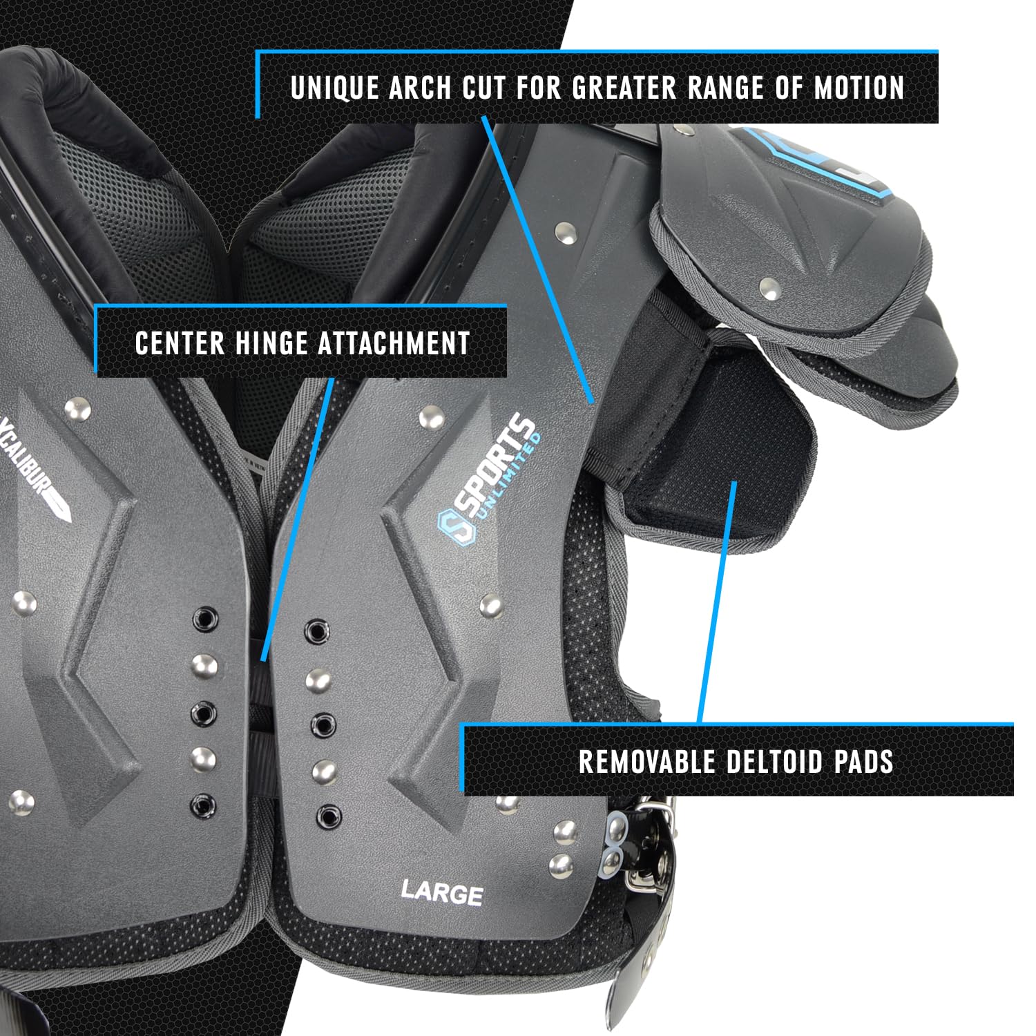 Xcalibur Adult Football Shoulder Pads for Men & Women - Premium Protective Gear for Tackle Football, Training & Practice - Adjustable & Comfortable Design for Maximum Performance