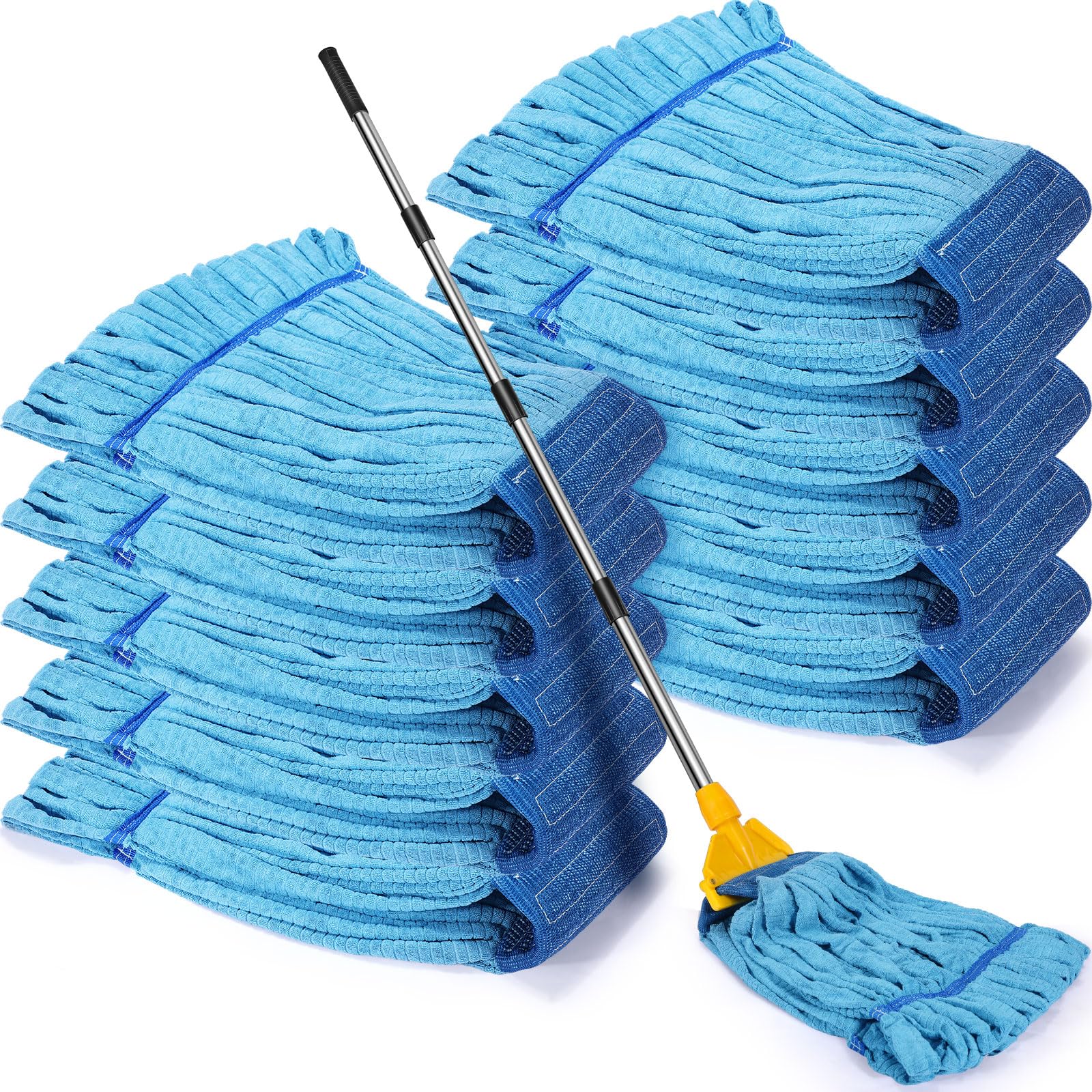 **Lallisa 10-Pack Commercial Microfiber Mop Head Refills – Heavy-Duty Loop-End Replacement Mop Heads for Floor Cleaning (Blue, 18 oz) – Ideal for Home, Office, Warehouse & Industrial Use**