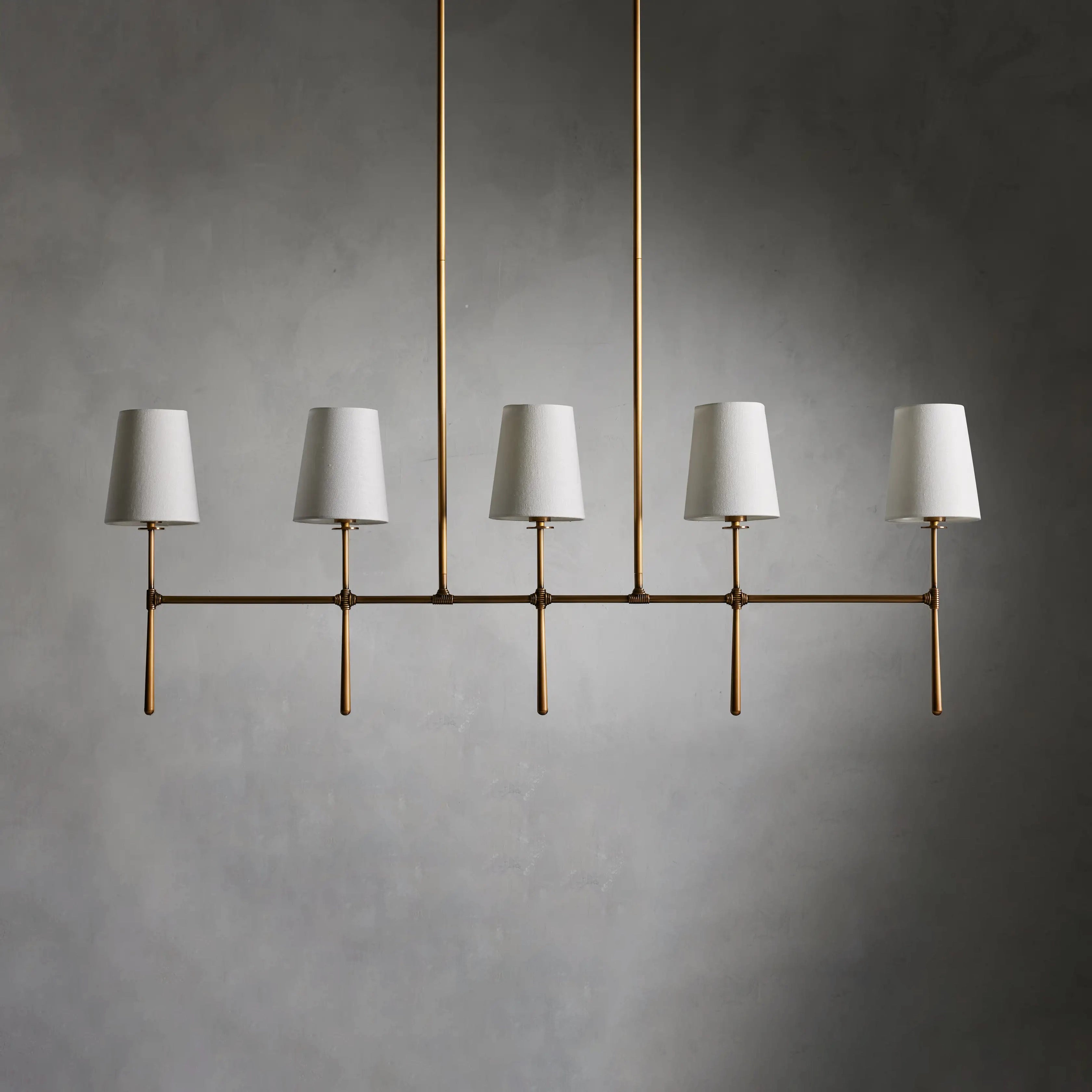 Modern Rhodes Linear Chandelier - Sleek 6-Light LED Pendant Lighting Fixture for Dining Room, Kitchen Island & Contemporary Home Decor | Dimmable, Gold Finish, Easy Installation