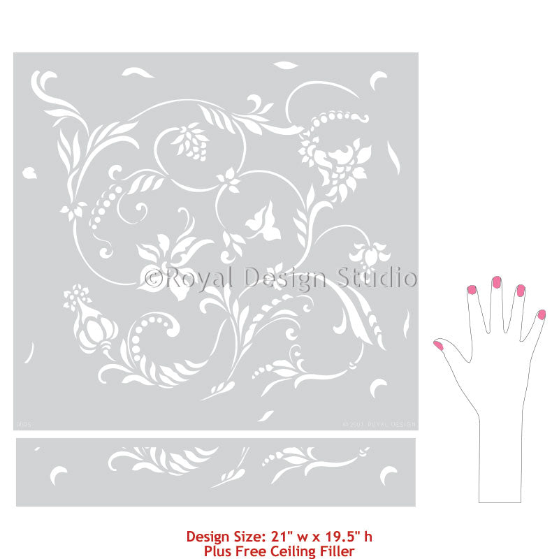 Flourish Allover Wall Stencil - DIY Home Decor Painting Template for Creative Wall Art & Accent Designs - Perfect for Bedrooms, Living Rooms, and Nursery Decor