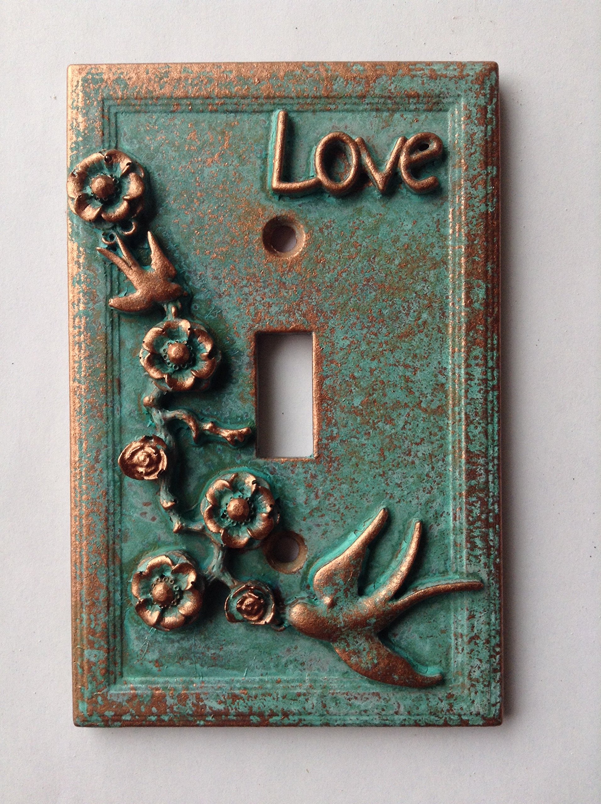 Vintage Style Light Switch Cover - Aged Copper & Patina or Stone Finish - Perfect for Farmhouse, Industrial & Rustic Home Decor