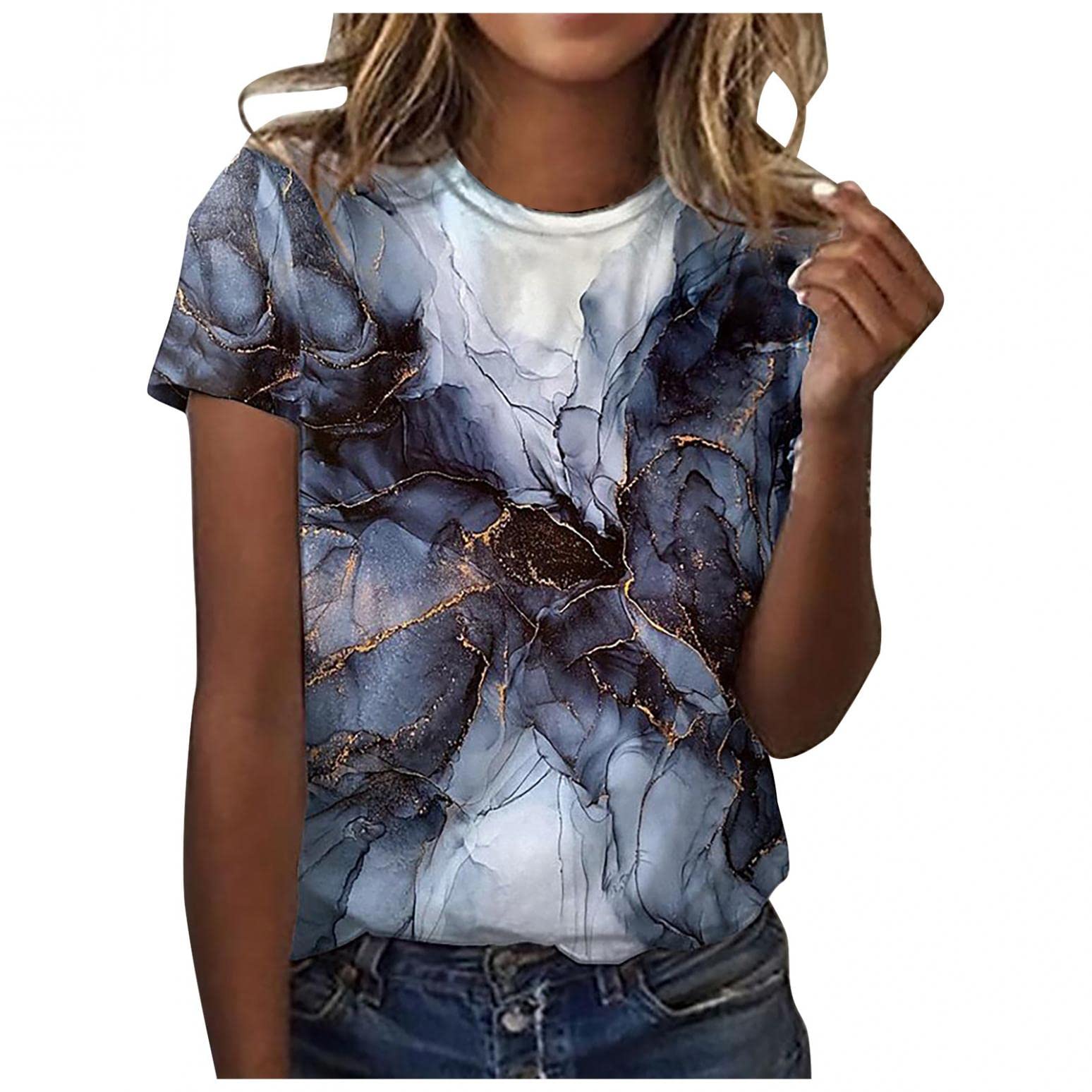 Plus Size Women's Cute Crew Neck Printed Short Sleeve T-Shirt - Casual Loose Blouse for Everyday Wear, Summer Outfits & Street Style Fashion