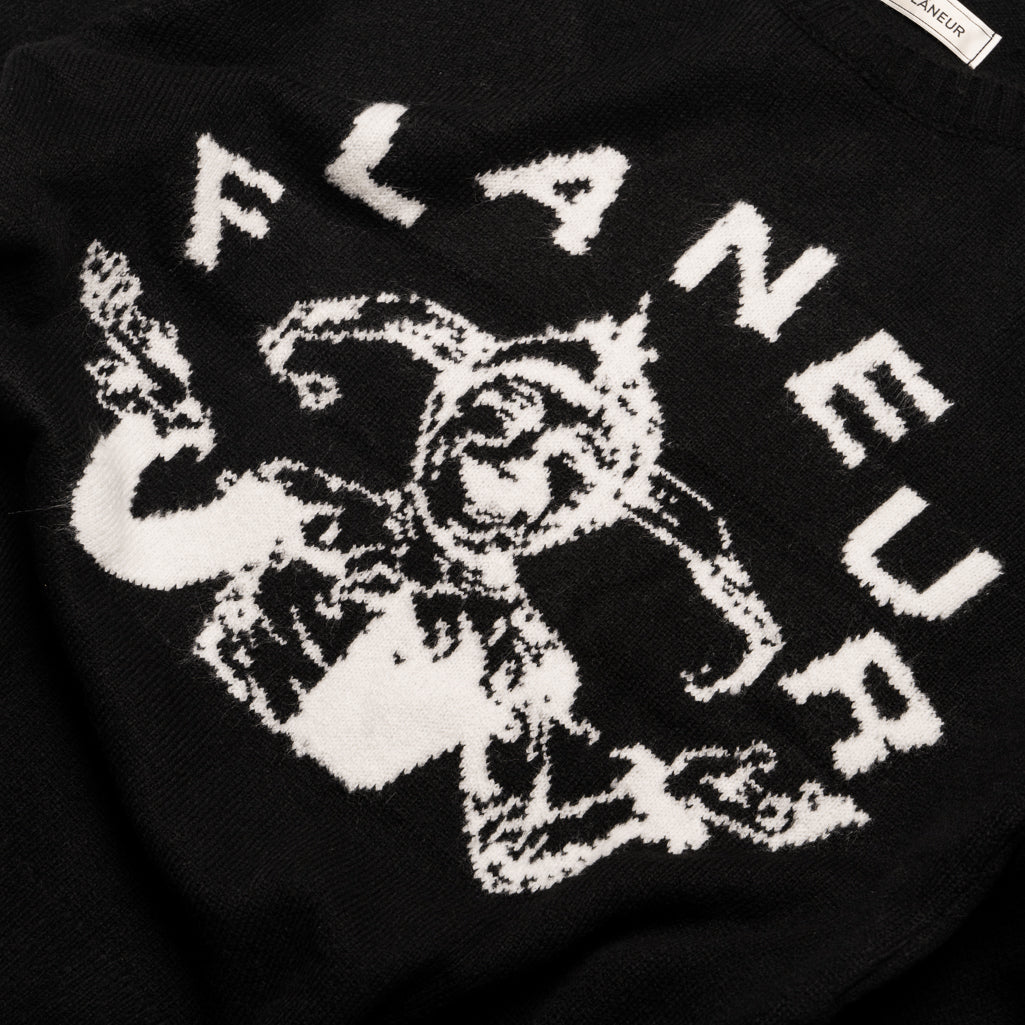 Flaneur Arlequin Sweater for Women - Soft Knit Pullover Black - Perfect for Casual Wear & Winter Outfits