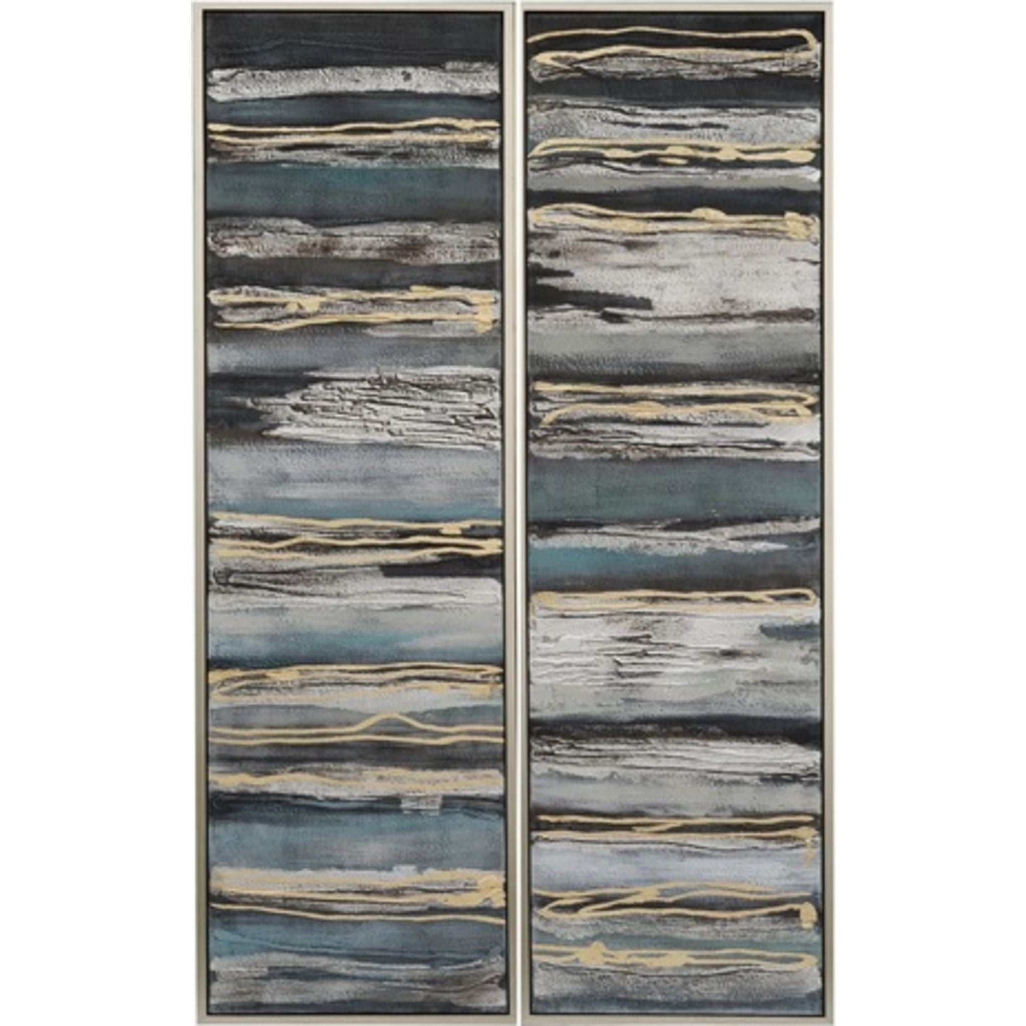 Abstract Wall Art Set of 2 - 20x70 Inches Modern Canvas Paintings for Living Room, Bedroom & Office Decor