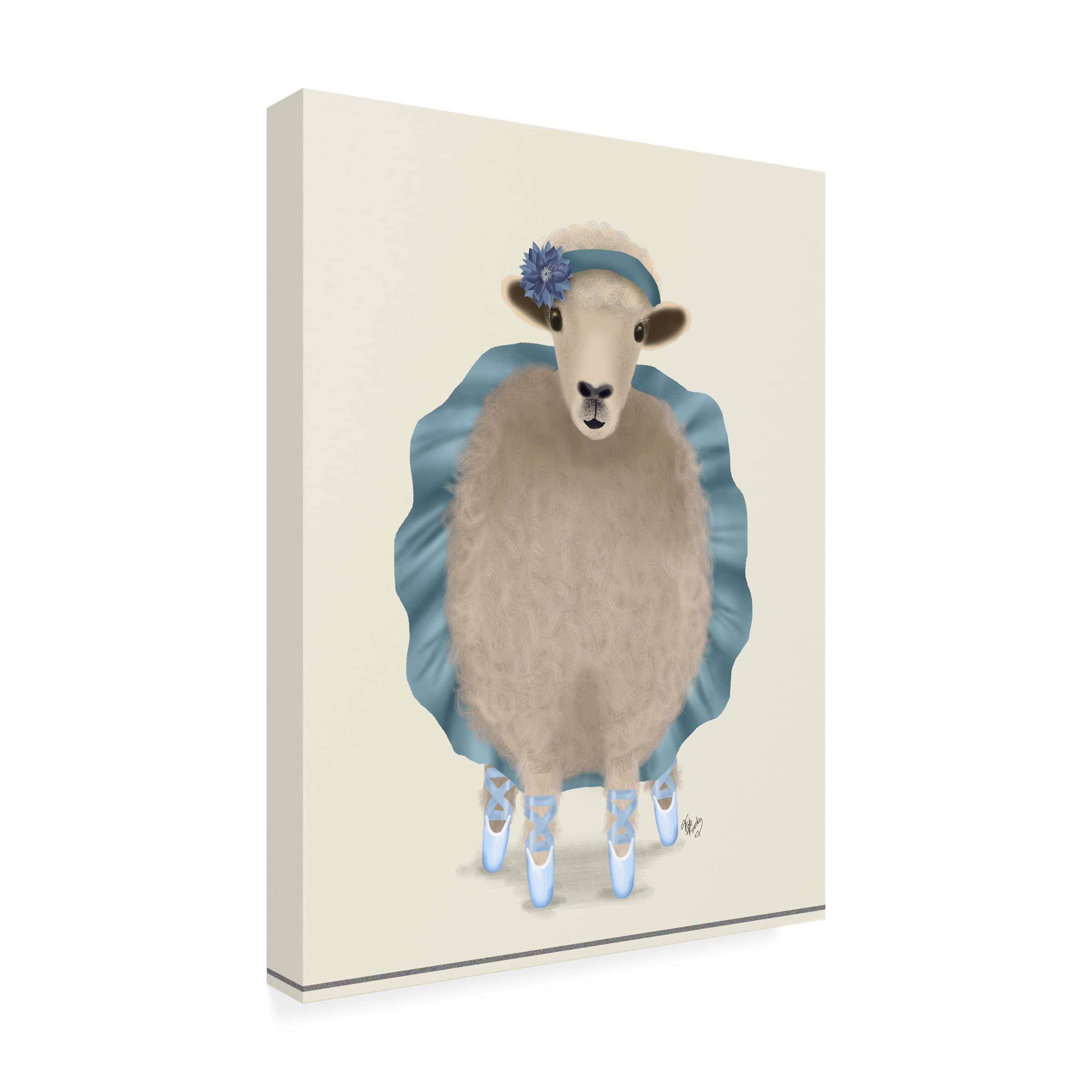 Fab Funky 'Ballet Sheep 3' Canvas Wall Art Print - Modern Home Decor for Living Room, Bedroom & Office - Unique Animal Painting for Art Lovers