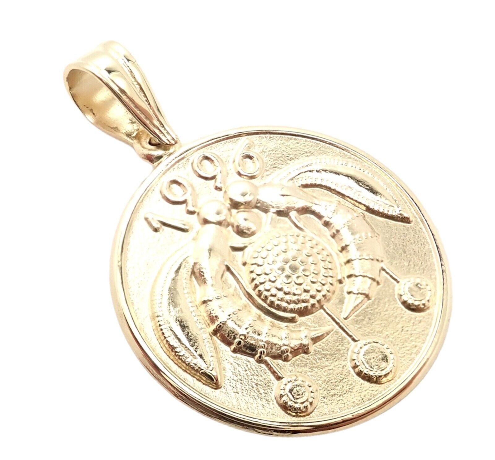 Vintage Ilias Lalaounis 18K Gold Good Luck Flower Wasp Charm Pendant Necklace 1996 - Perfect for Collectors & Jewelry Enthusiasts