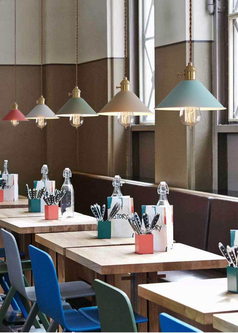 3-Light Halo Track Macaron Pendant Lighting Set - Industrial Grey E26 Hanging Lamp with Dimmable Twist Switch & 5ft Braided Brown Cord - Perfect for Kitchen Island, Dining Room, and Cafe Decor