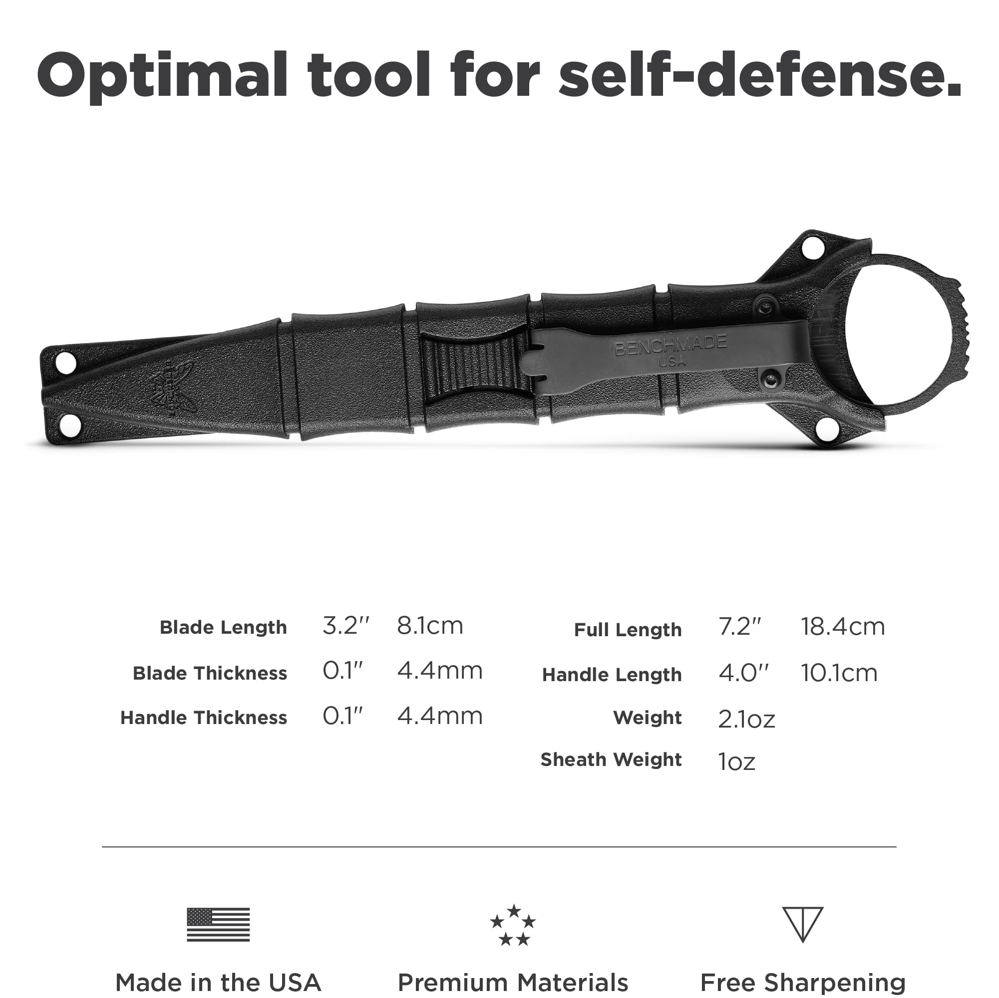 Benchmade SOCP Knife - Double Edge Dagger Blade with Plain Edge & Black Handle | Tactical Self-Defense, Outdoor Survival, EDC Gear for Military & Camping