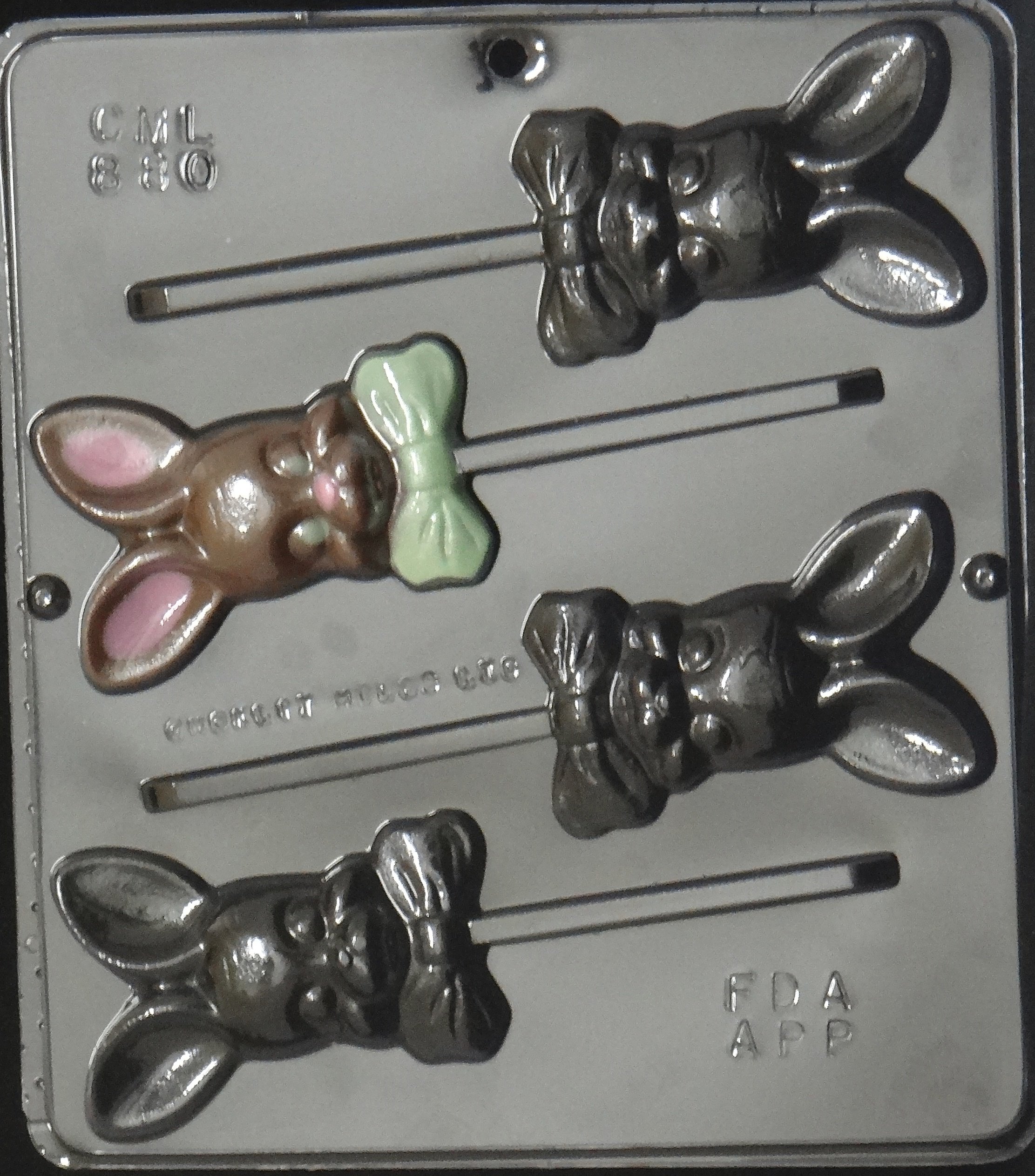 Easter Bunny Chocolate Candy Mold with Bow - DIY Lollipop & Candy Making Kit for Easter Treats, Party Favors, and Holiday Baking Decorations