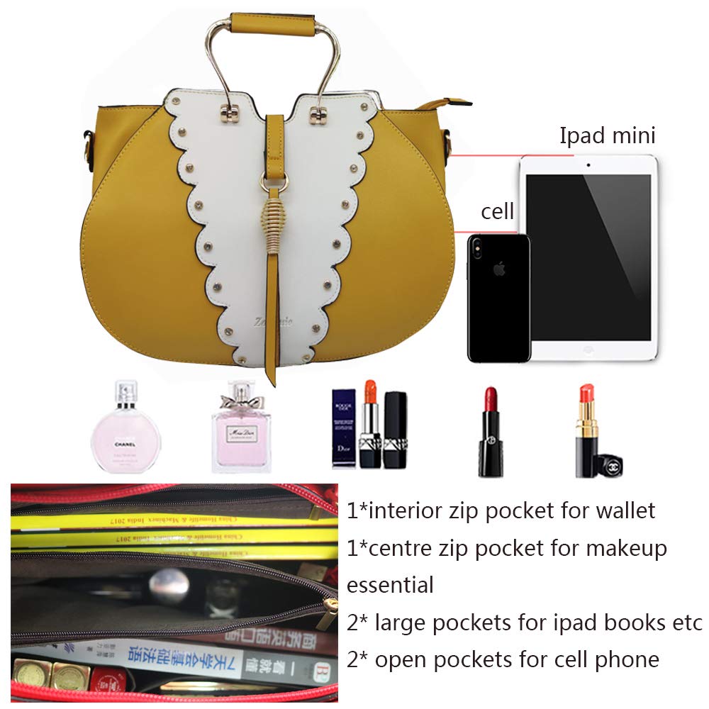 Women's Leather Tote Bag Set with Wallet & Makeup Bag - Work & Travel Purse
