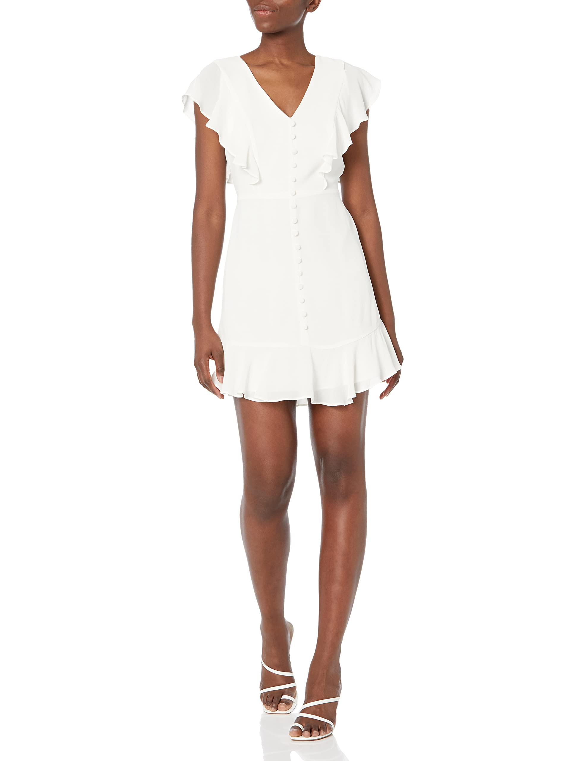 BCBGMAXAZRIA Women's Fit and Flare Cocktail Dress with Flutter Sleeves & Back Cut Out - Sexy Mini Party Dress for Night Out, Dinner Date, Wedding Guest & Special Occasions