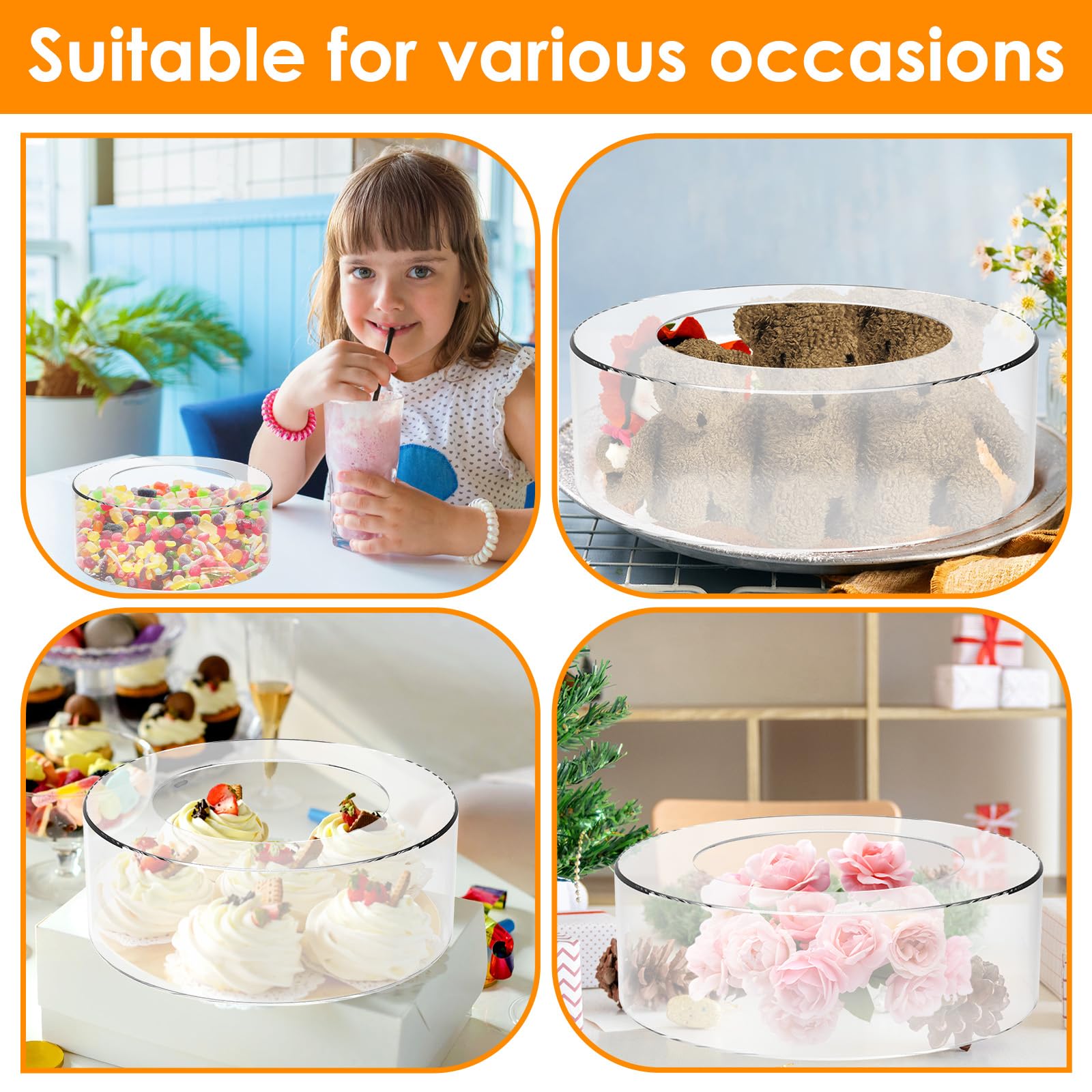 2Pcs Clear Acrylic Cake Stand with LED Lights - Fillable Round Dessert Display Riser, Stackable Cake Box for Wedding, Birthday Party, Bakery Display (Ideal for Cakes, Cupcakes, Toys & Floral Arrangements)
