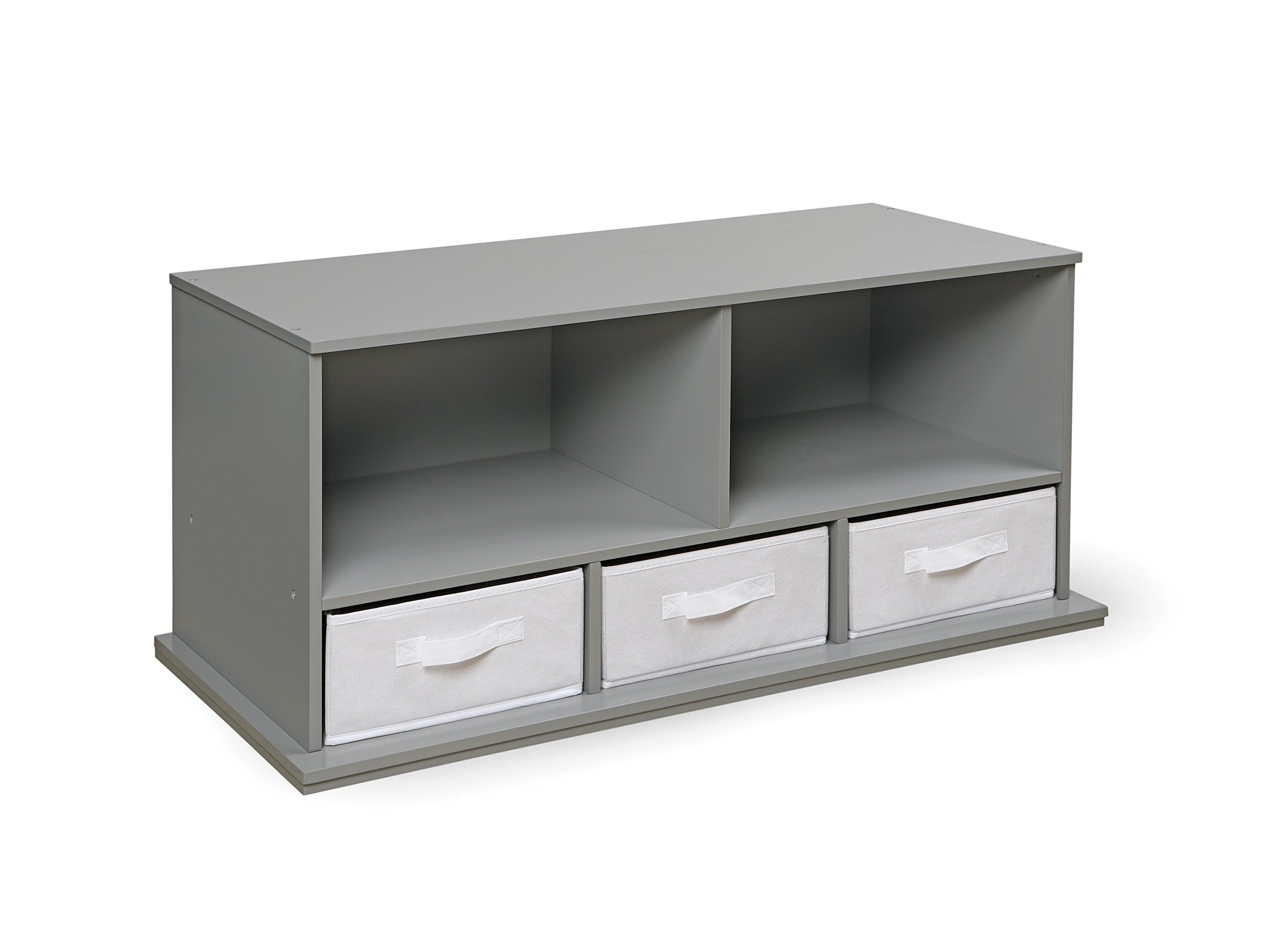 Badger Basket 5-Shelf Stackable Toy Storage Organizer with 3 Fabric Bins - Gray | Kids Room Organization & Playroom Storage Solution