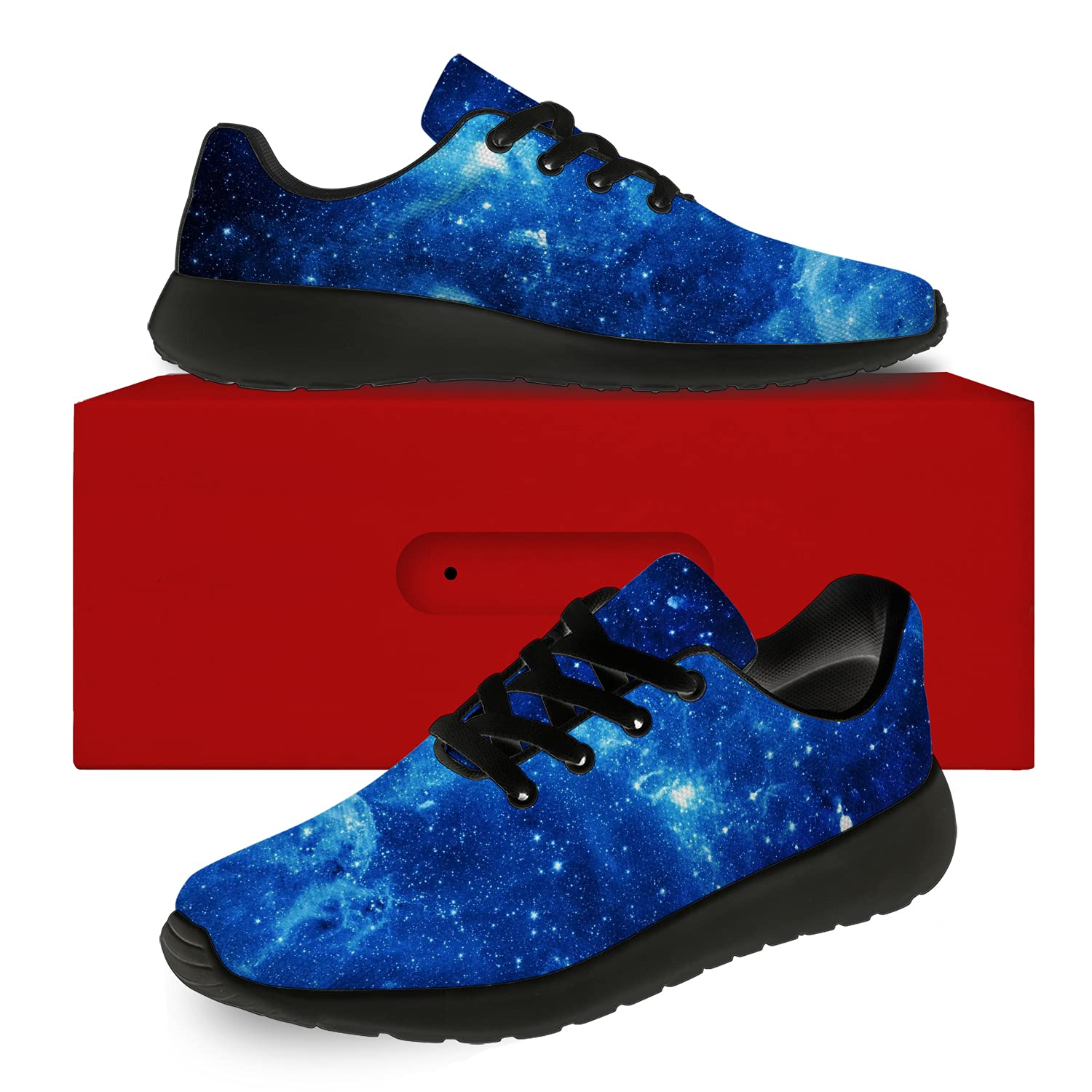 Galaxy Print Running Shoes for Men & Women - Cosmic Universe Sneakers for Walking, Tennis & Jogging - Blue Starry Sky Athletic Shoes - Gifts for Boys & Girls - Size 13 Men/15.5 Women Black - Perfect for Gym Workouts, Casual Wear & Space-Themed Parties