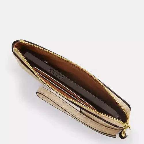 NWT Coach Corner Zip Wristlet Wallet - Signature Canvas & Leather with Sticker Print | Compact Crossbody Purse for Women, Perfect for Everyday Use, Travel & Shopping
