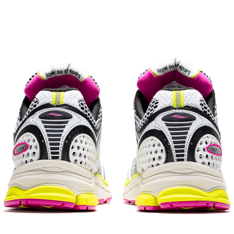 Saucony Progrid Triumph 4 Running Shoes - White/Fluorescent for Men & Women | Lightweight Cushioned Sneakers for Marathon, Jogging & Gym Workouts
