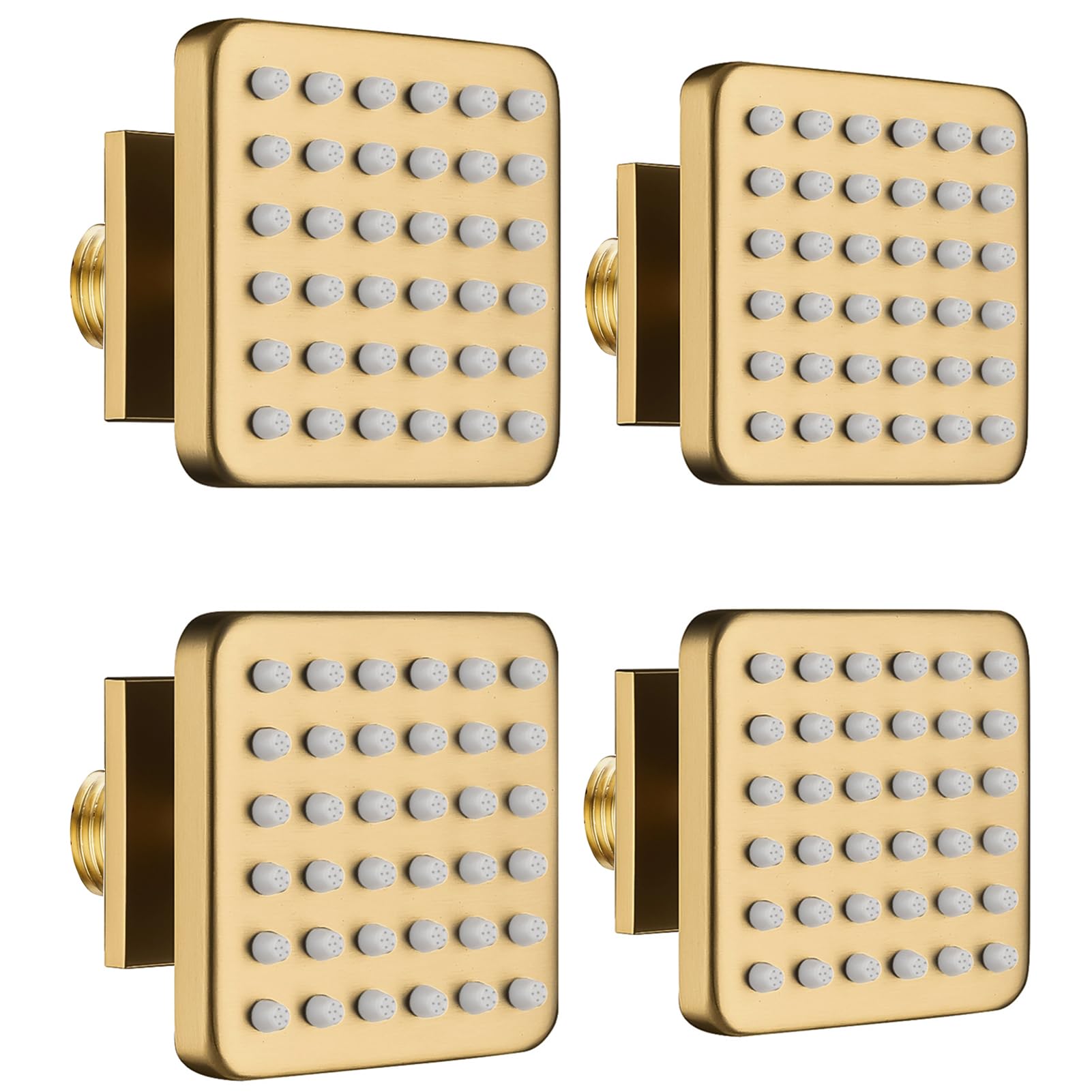Oupukle 3 Inch Brass Square Shower Body Spray Jets - 36 Silicone Spray Heads & 216 Spout Holes - NPT1/2