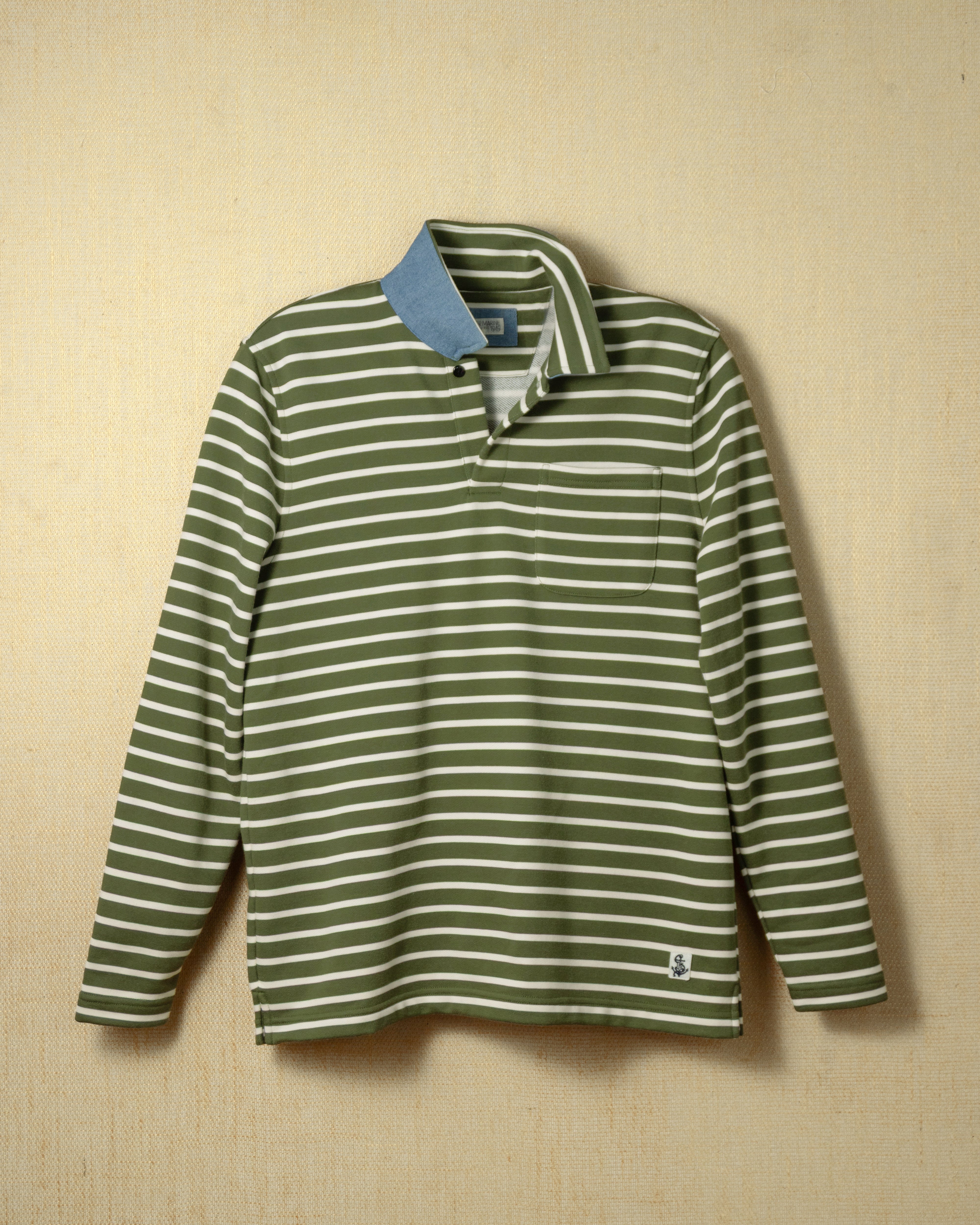 Acadia Polo Shirt for Men - Olive & Cream Loopback Terry Cotton - Comfortable Casual Wear for Golf, Office & Outdoor Activities