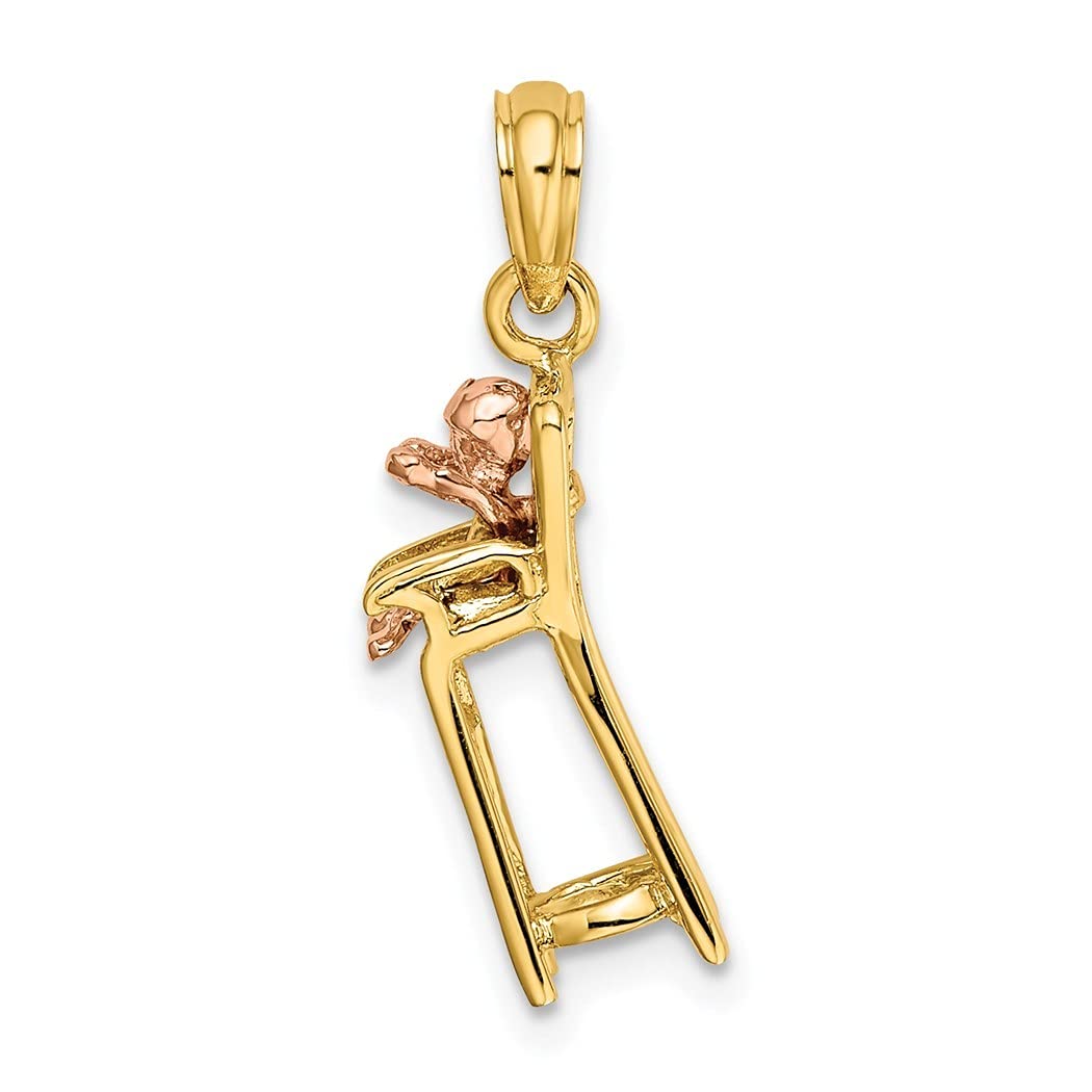 14K Two-Tone Solid Gold High Chair Pendant Necklace - Elegant Baby Jewelry Gift for Women, Moms & Newborns - Perfect for Christenings, Baby Showers & Special Occasions