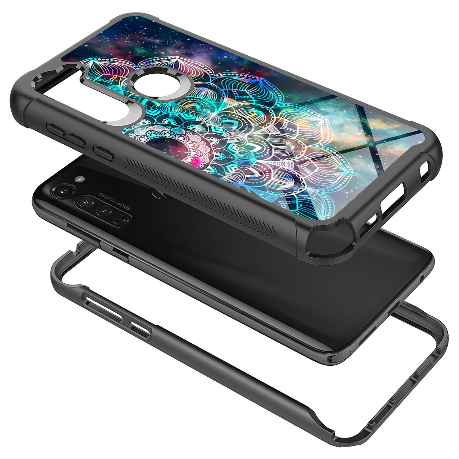 Rosebono Shockproof Hybrid Case for Moto G Stylus 2020 & Moto G Pro - Premium IMD Design with Galaxy Mandala Pattern - Perfect for Daily Protection & Style Enhancement