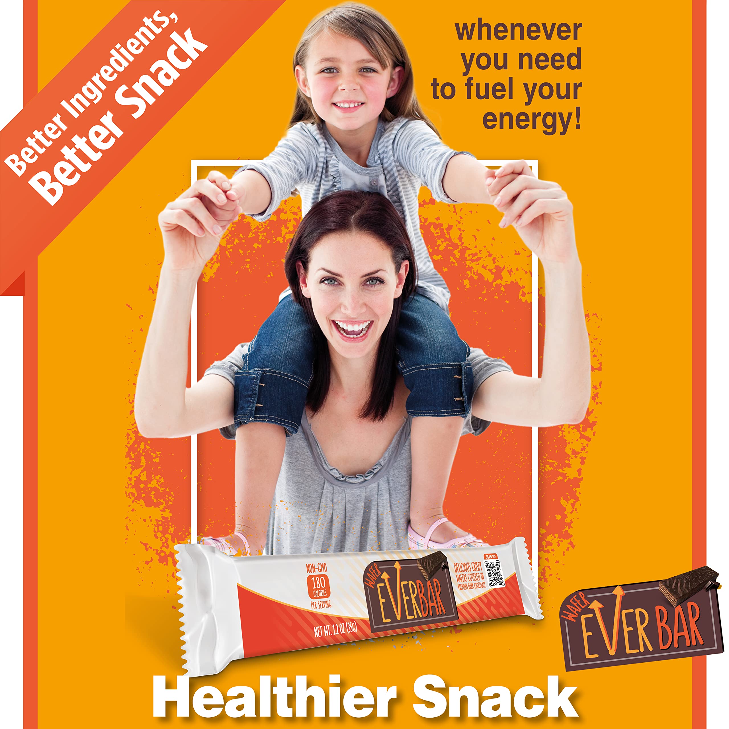 EverBar - Dark'n Crispy Chocolate Bars, 144 Count | Non-GMO Dark Chocolate Wafer Candy | Healthy Bite-Size Snack | Perfect with Coffee, Tea or for On-the-Go | Premium Wafer Chocolate for Office, Travel & Gifts