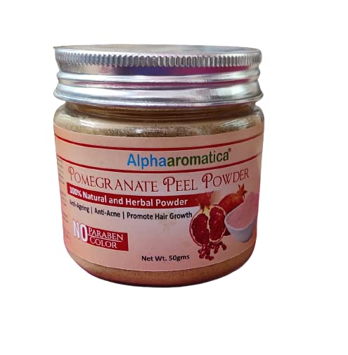 Alphaaromatica Pomegranate Peel Powder 50g - Organic Antioxidant Skin Care & Hair Growth Supplement - Perfect for DIY Face Masks, Smoothies & Natural Beauty Recipes