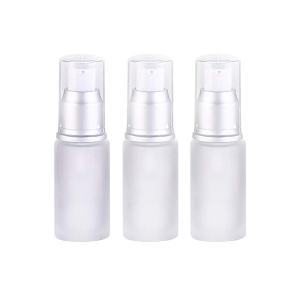3-Pack 15ml/15g Refillable Matte Glass Travel Pump Bottles - Leak-Proof Cosmetic Containers for Cream, Lotion & Toiletries - Perfect for Skincare, Makeup & Travel Essentials