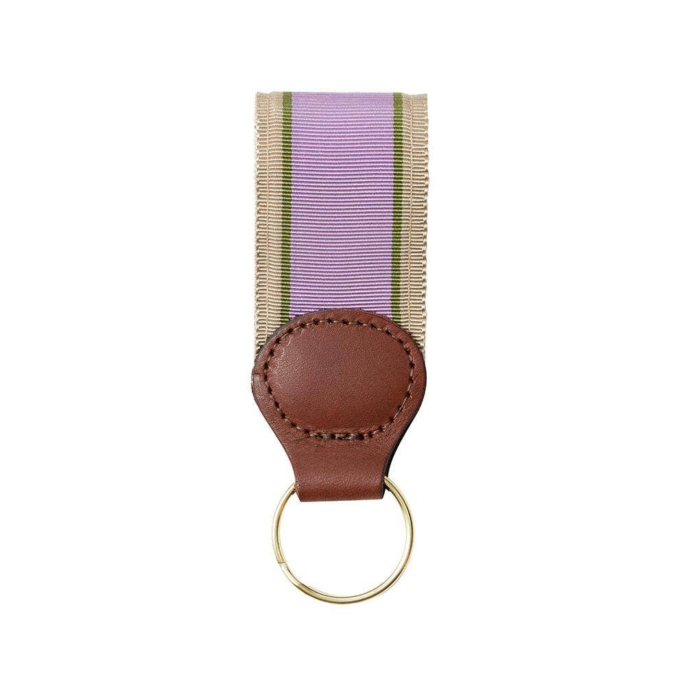 Barron's Hunter Lavender, Olive & Tan Grosgrain Ribbon Key Fob - Stylish Keychain for Women & Men, Durable Key Holder for Home, Office, Car Keys, Gifts & Everyday Use